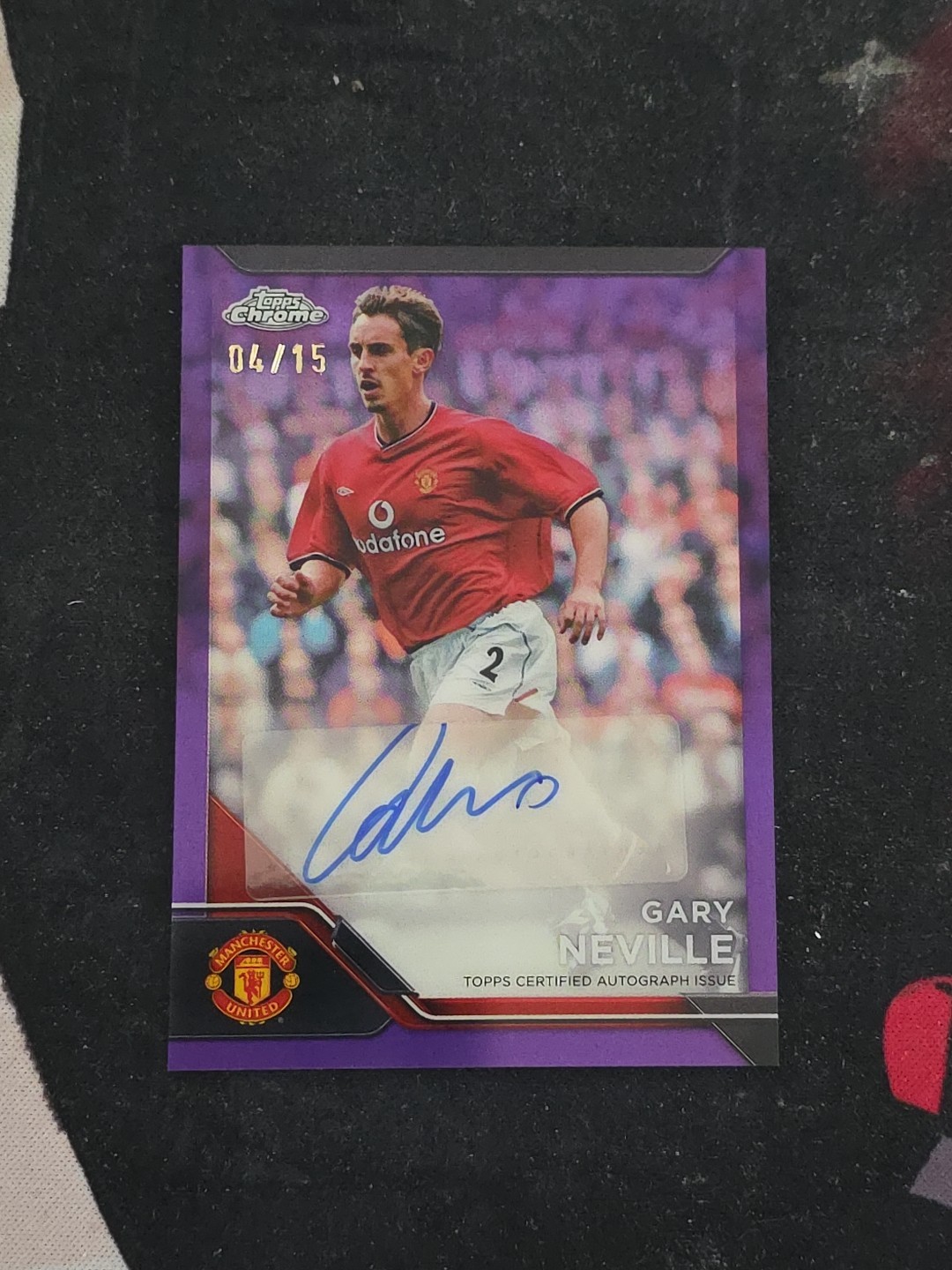 Gary Neville Auto 4/15 Purple Topps Chrome Deluxe Edition Manchester United 25 for sale on Ebay