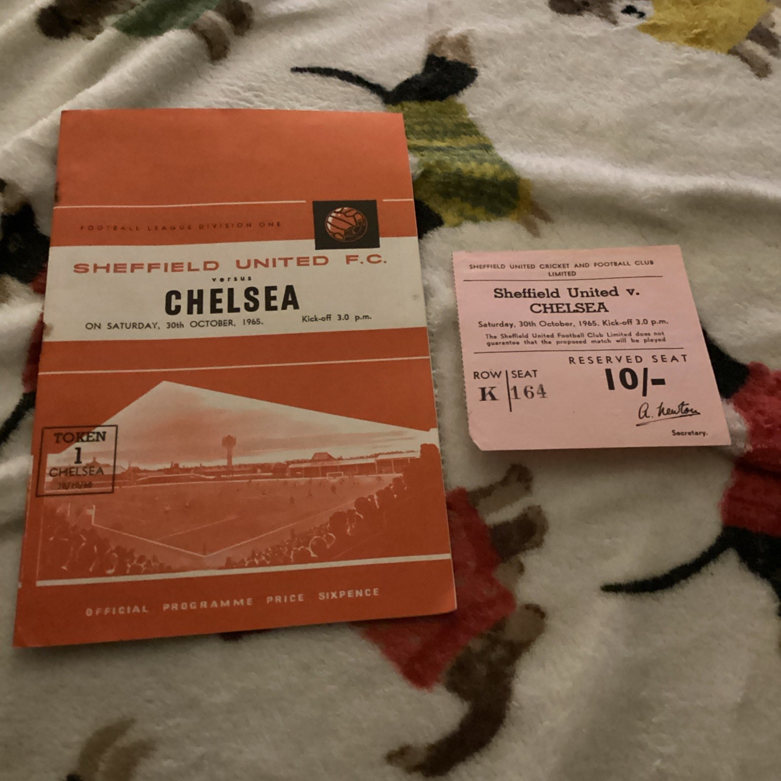 1965/66 Sheffield Utd v Chelsea. Plus Match ticket. for sale on Ebay
