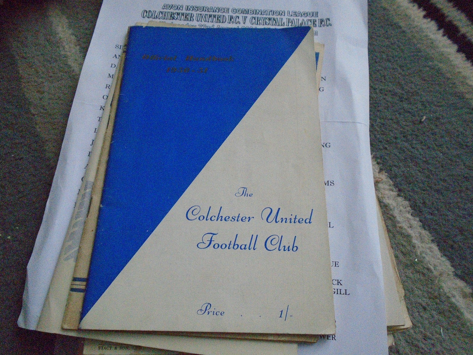 COLCHESTER UNITED OFFICIAL HANDBOOK 1950-1 for sale on Ebay