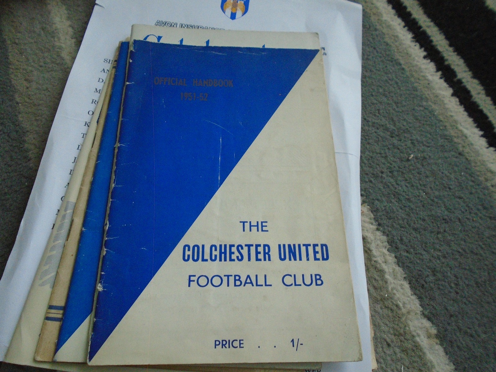 COLCHESTER UNITED OFFICIAL HANDBOOK 1951-2 for sale on Ebay