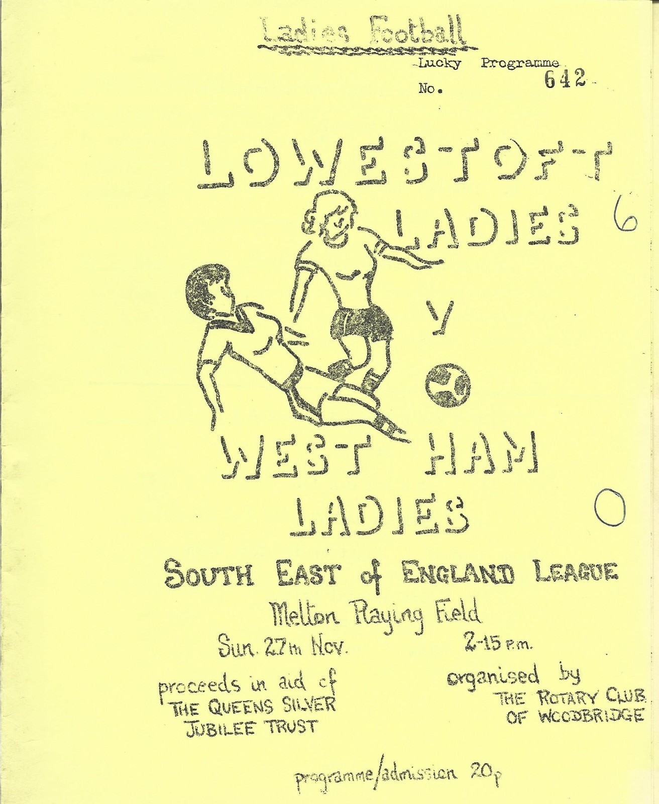 1977/78   LOWESTOFT LADIES v WEST HAM LADIES  South East of England League for sale on Ebay