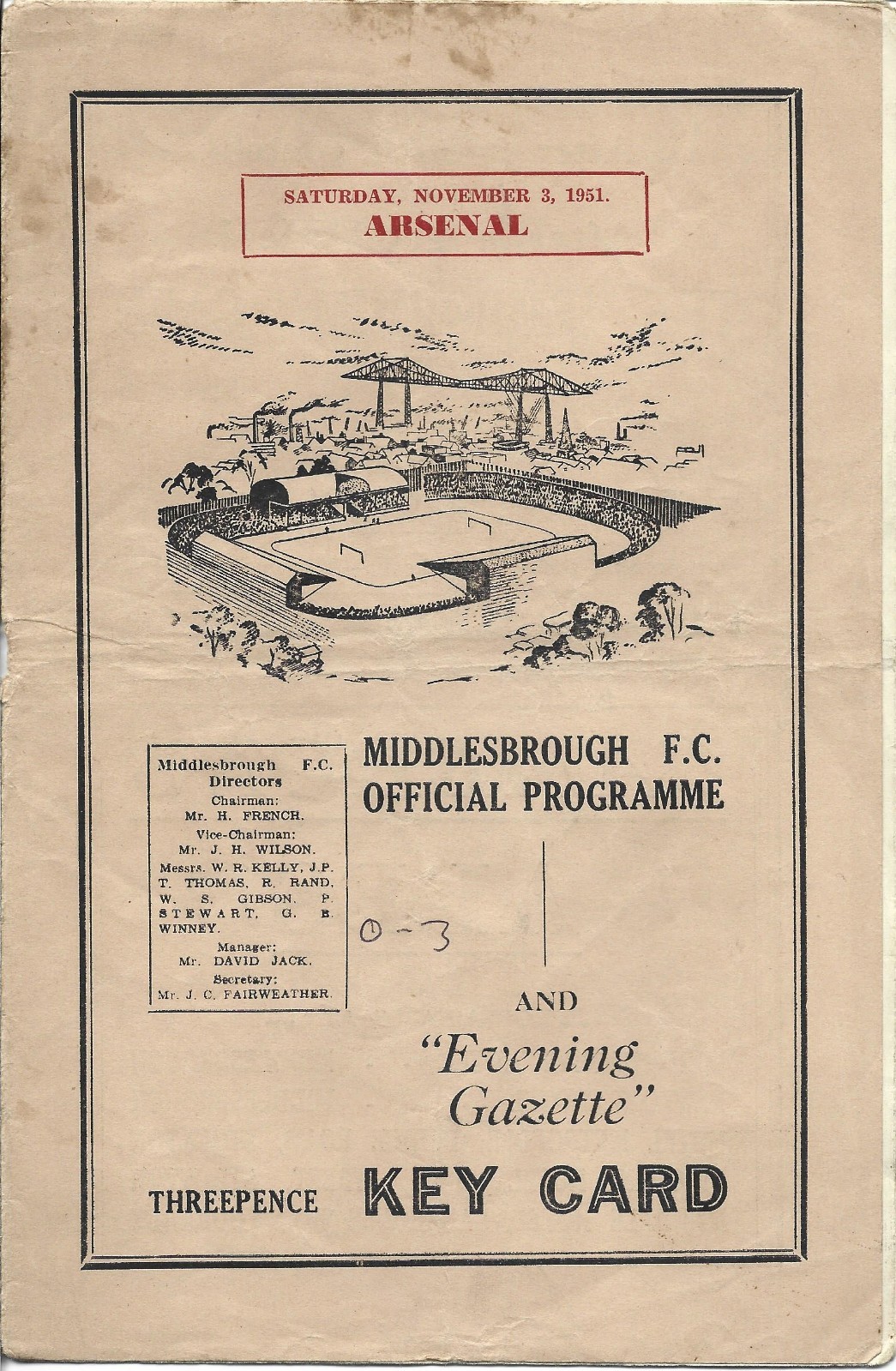 1951/52  MIDDLESBROUGH v ARSENAL for sale on Ebay