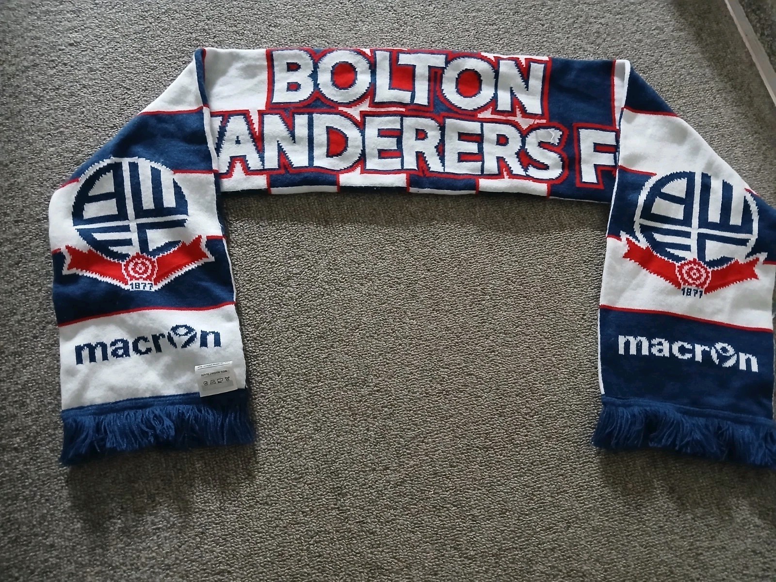 Bolton Wanderers FC Scarf Football Sports Accessory Macron for sale on Ebay