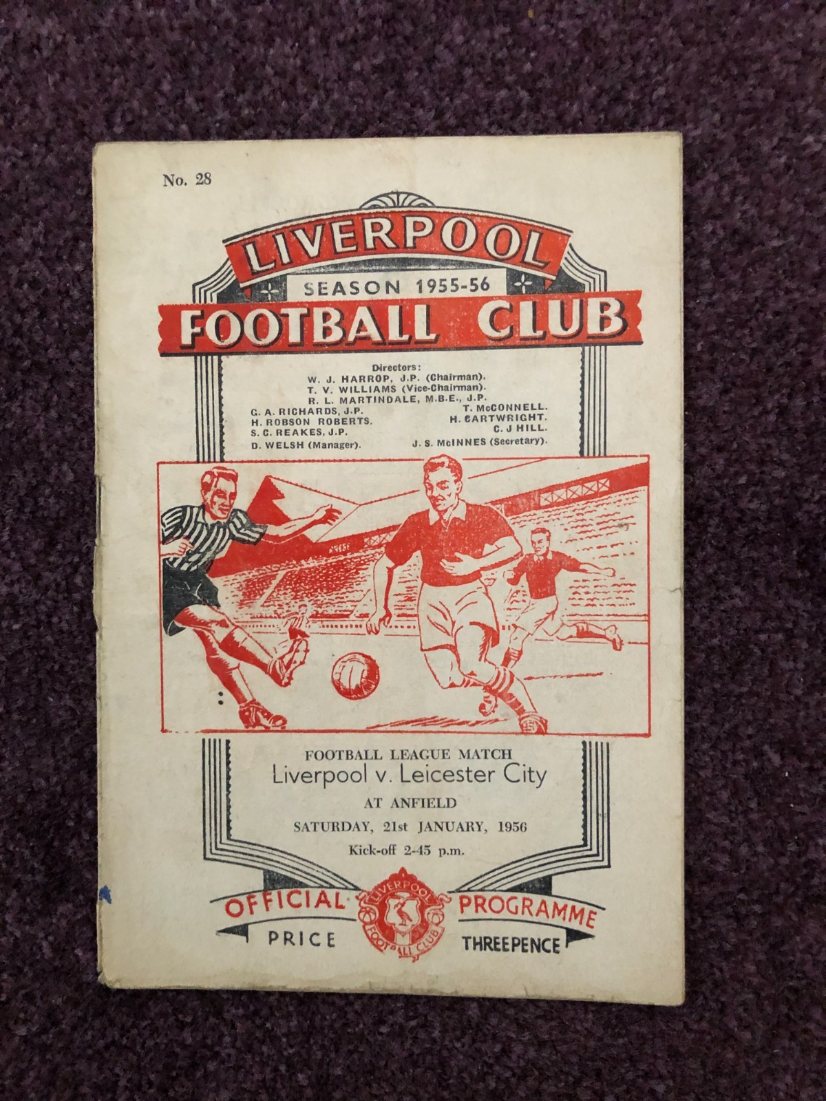 Football programme Liverpool v Leicester City 21st January 1956 for sale on Ebay