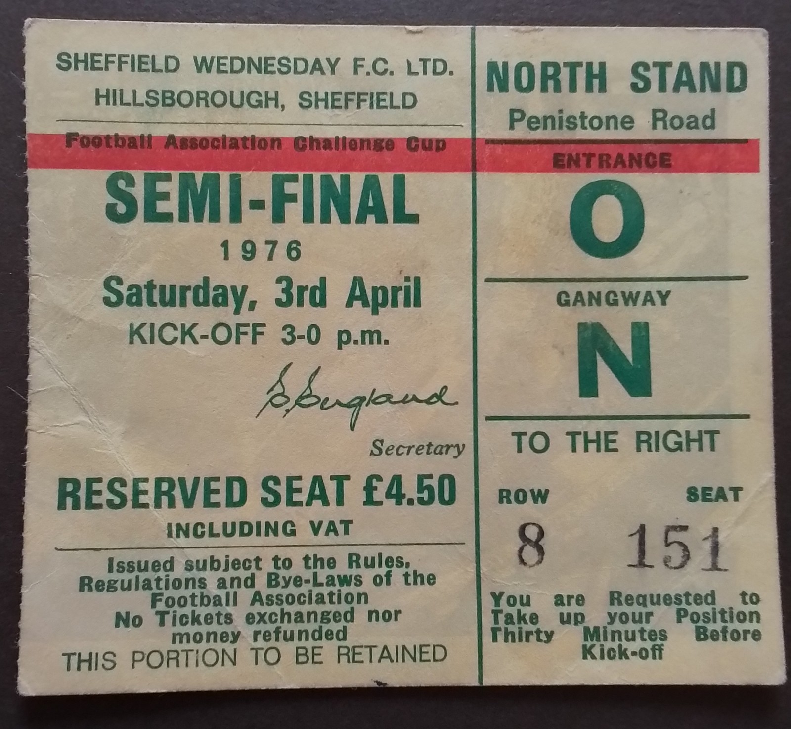 Derby County v Manchester United  FA Cup Semi Final 1976 for sale on Ebay