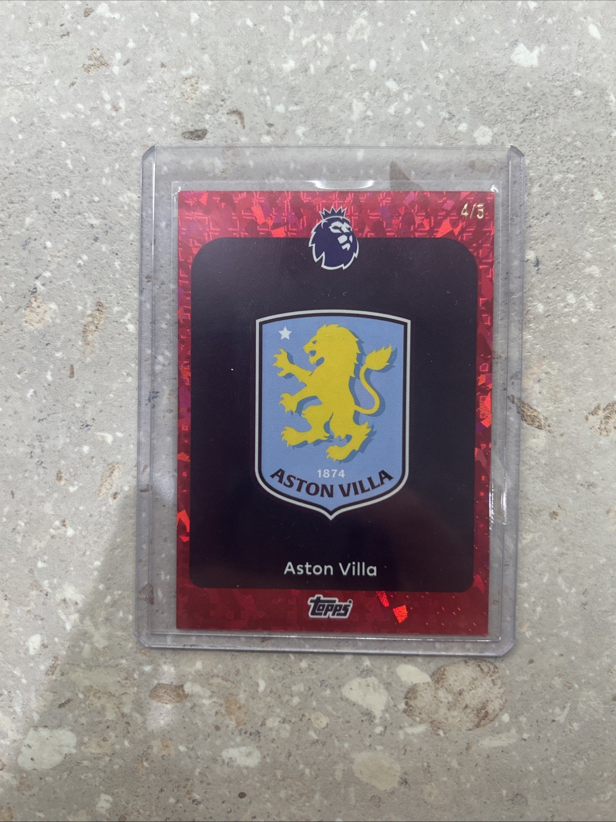 Aston Villa Badge Red Diamond Numbered 4/5 Very Rare Low Numbered Badge Topps for sale on Ebay