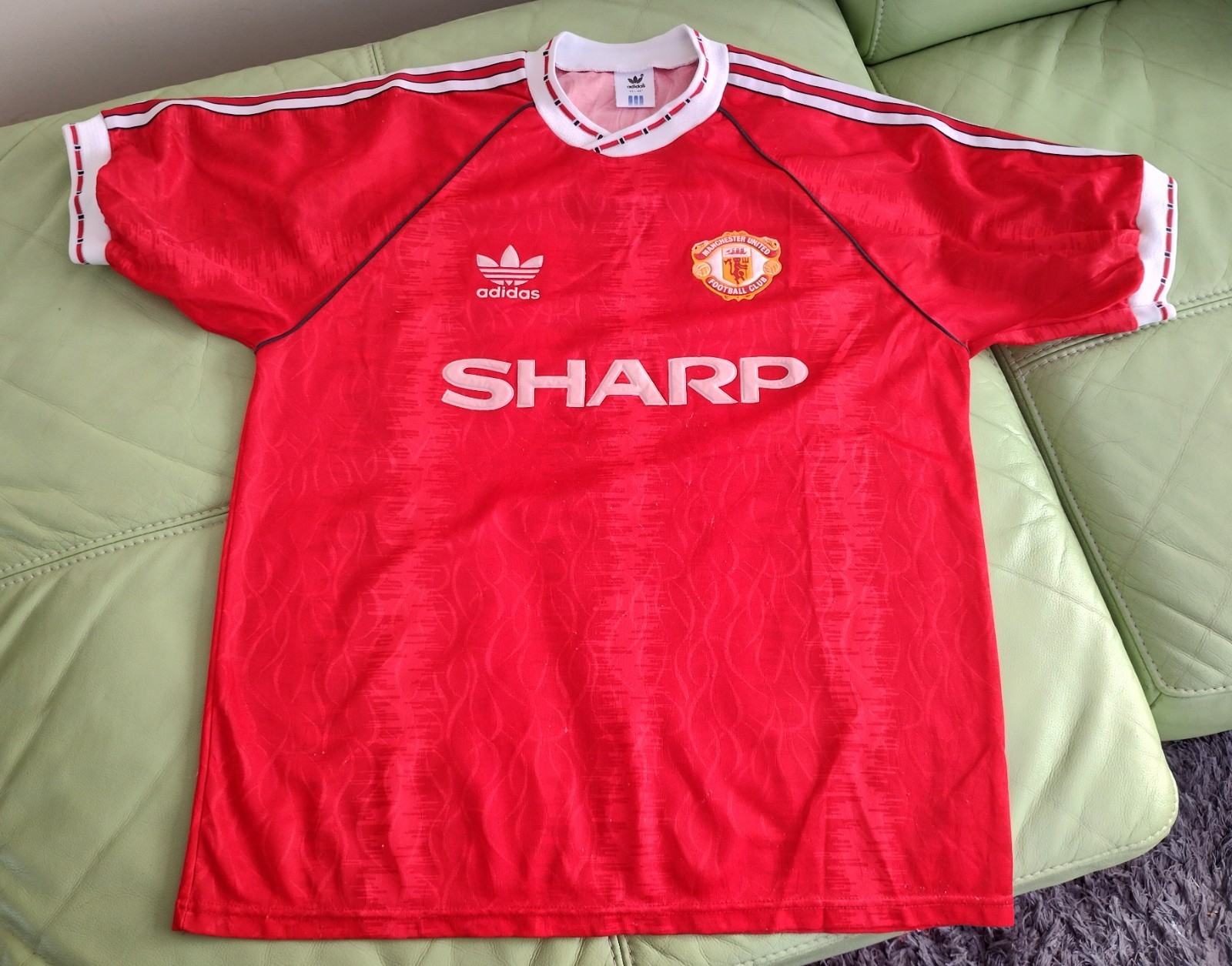 Vintage Manchester United  1990 - 1992 Adidas Red Home Football Shirt 42-44 for sale on Ebay