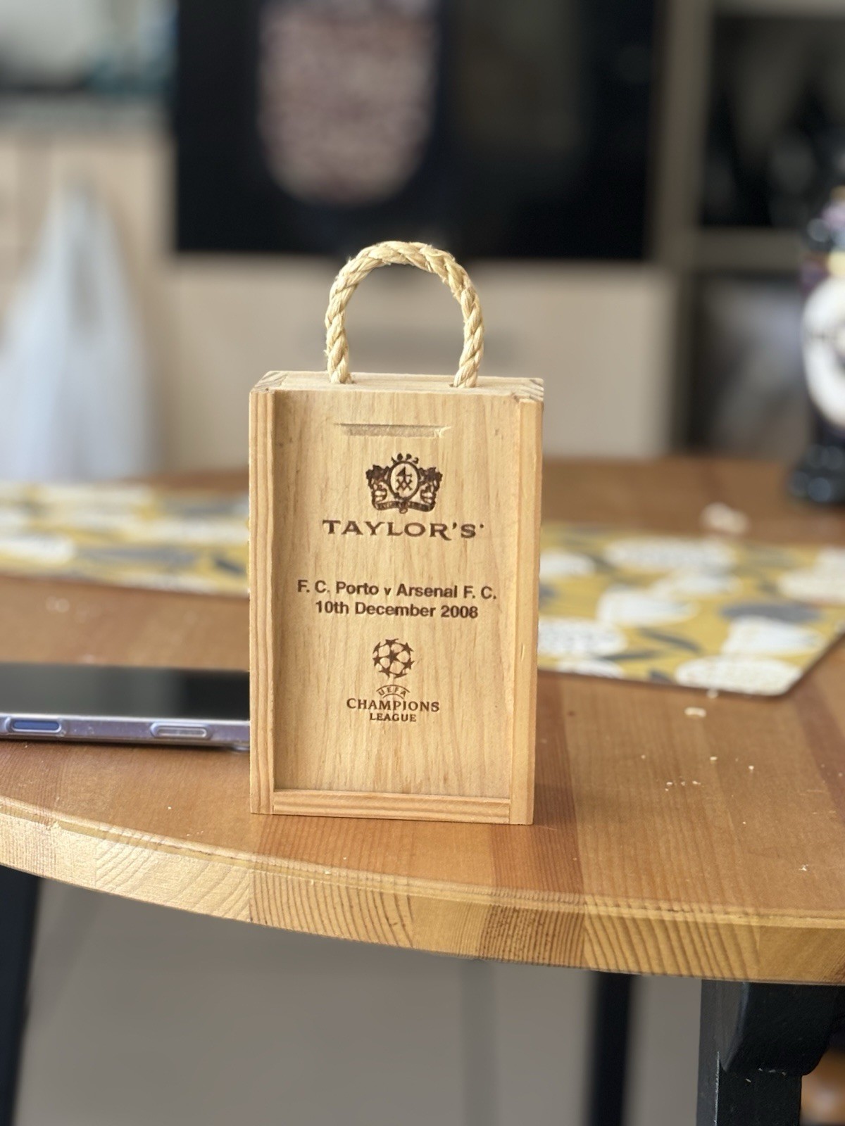 Exclusive Arsenal Champions League Commemorative Taylor’s Port Set In Wooden Box for sale on Ebay