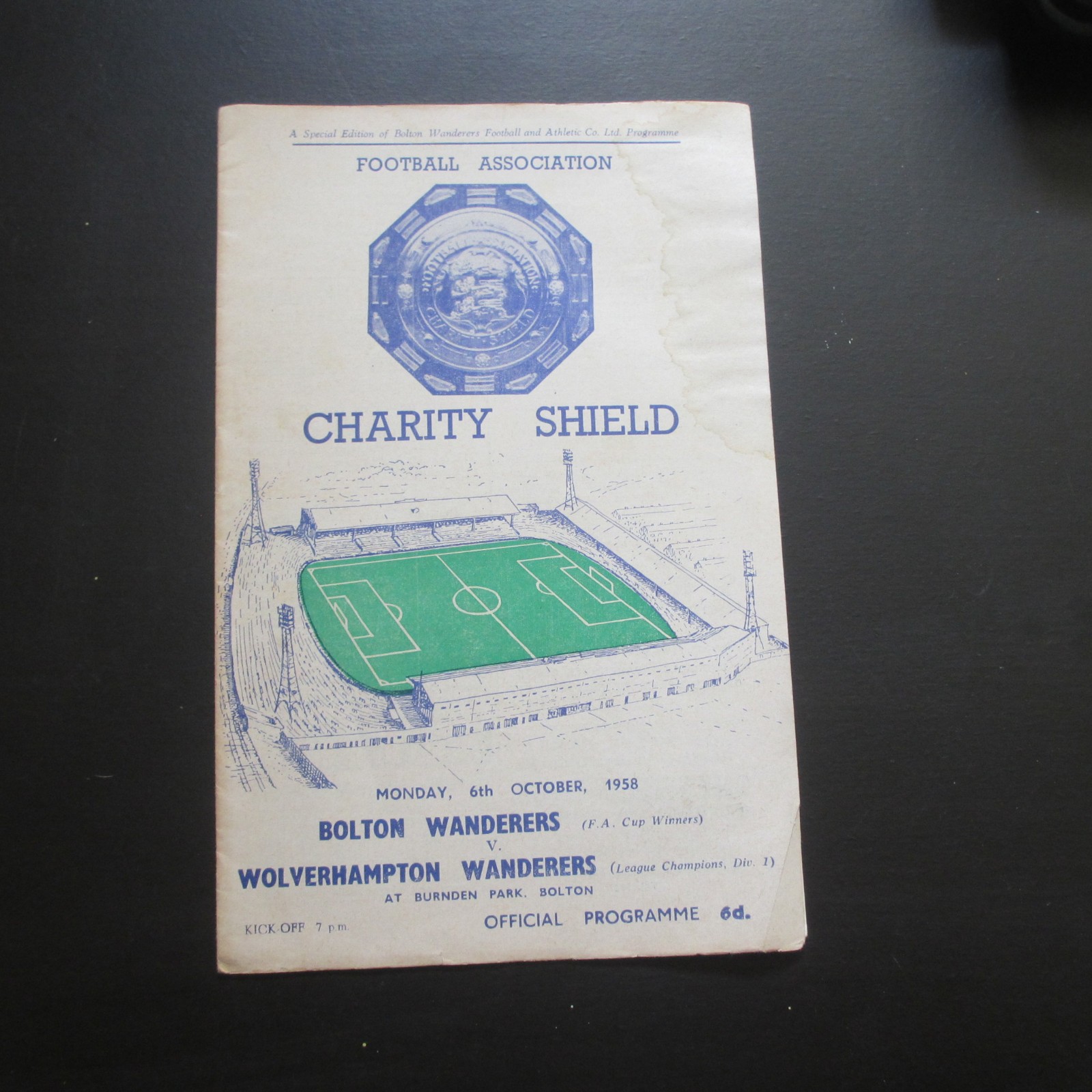 Bolton v Wolves 1958 Charity Shield for sale on Ebay