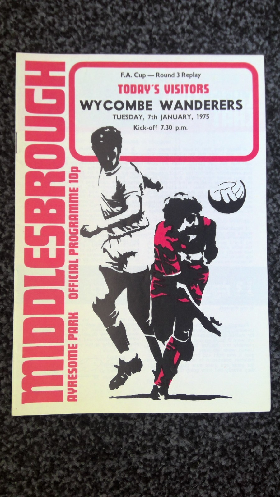 Middlesbrough v Wycombe Wanderers (FA Cup, 3rd round replay) 1974-75 for sale on Ebay