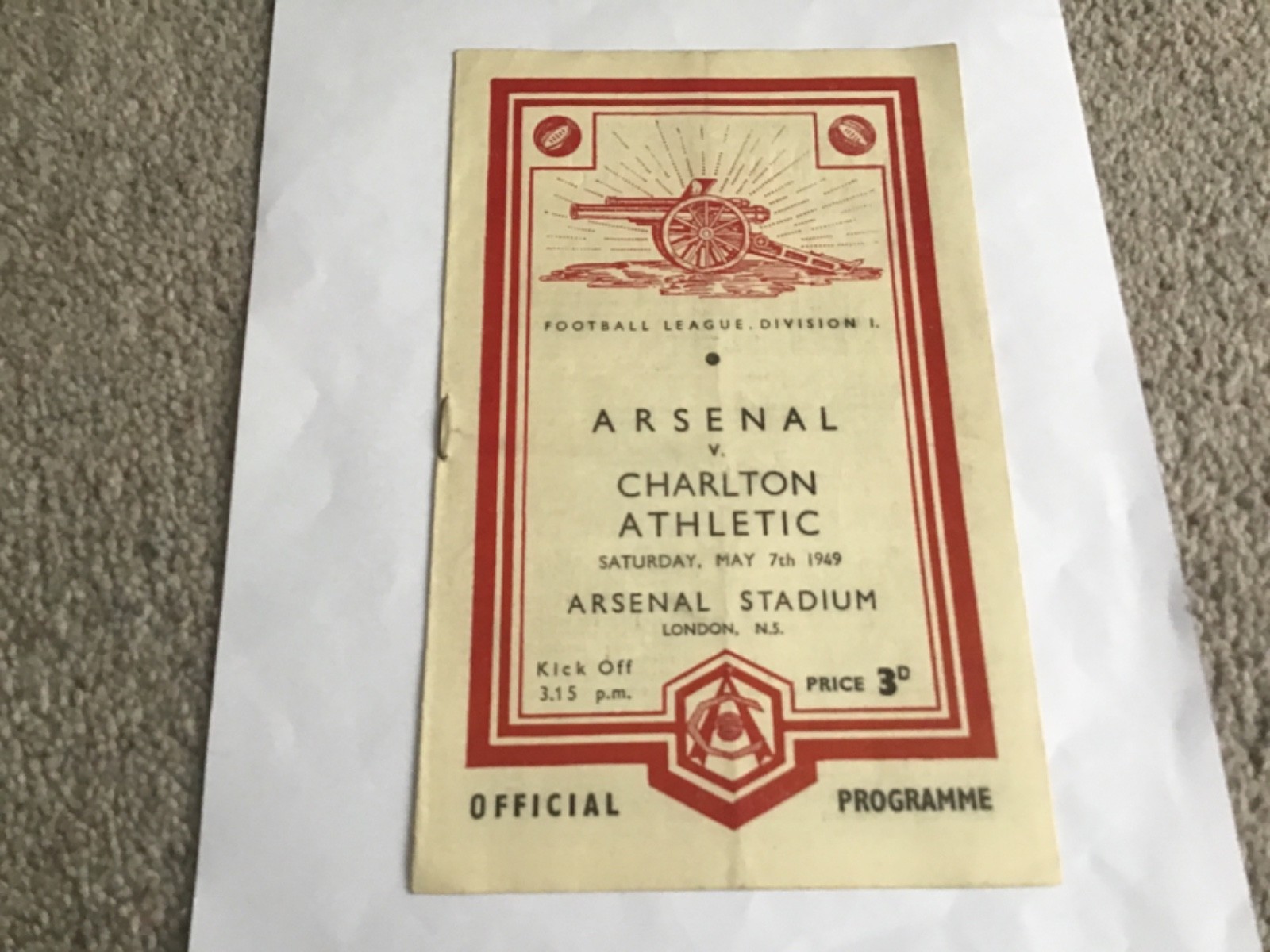 Arsenal v Charlton Athletic Football Programme 7/5/1949. for sale on Ebay