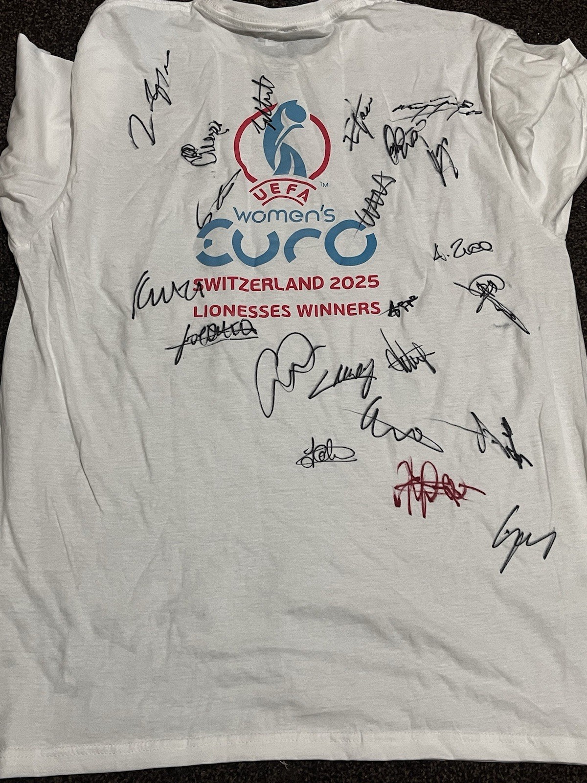 England Lionesses Squad Signed European Champions T Shirt 2025 wCOA for sale on Ebay
