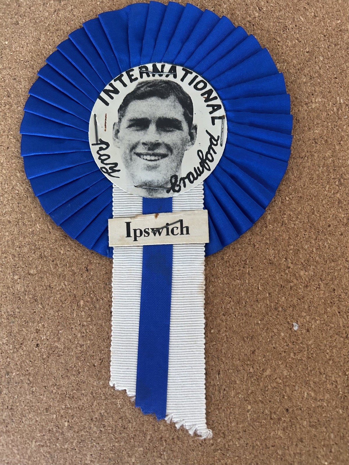 VINTAGE RAY CRAWFORD IPSWICH TOWN AND ENGLAND FOOTBALL CLUB ROSETTE FROM 1960s for sale on Ebay