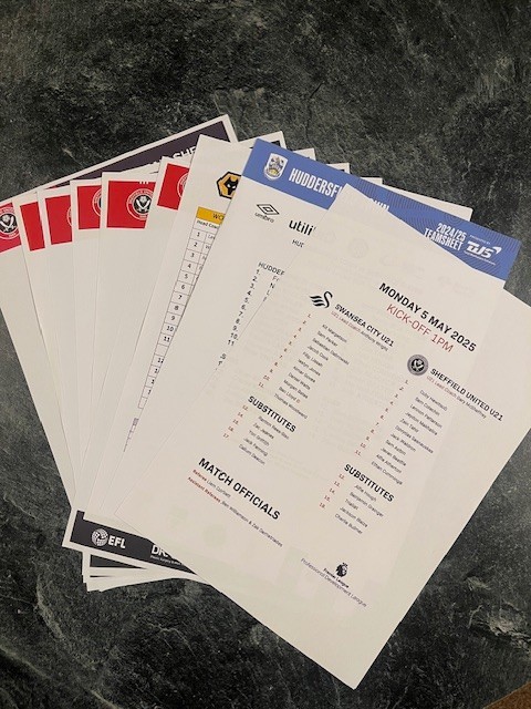 SHEFFIELD UNITED U21s TEAM SHEETS 24/25 - 9 OFF - DIFFERENT GAMES for sale on Ebay