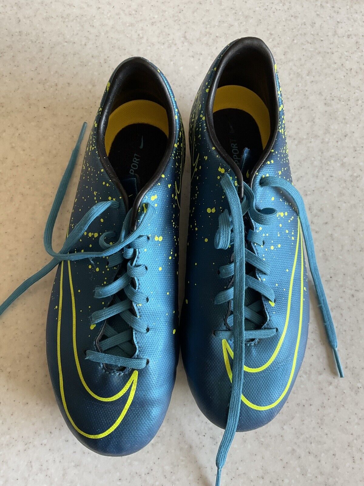 Nike Mercurial football boots Junior support Size 5 Blue and yellow Fixed studs for sale on Ebay