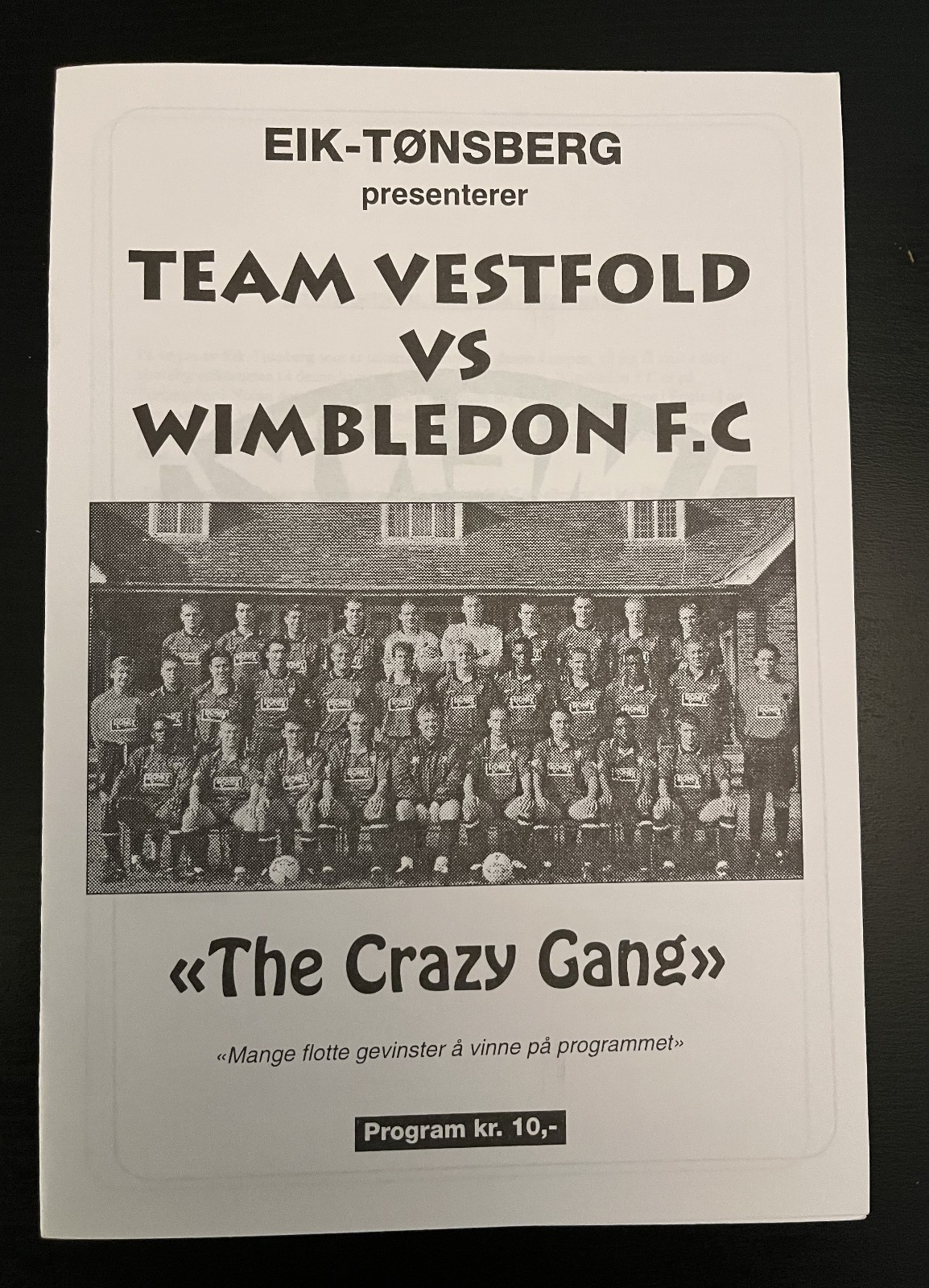 1996 - 1997  Team Vestfold  v  Wimbledon Friendly for sale on Ebay