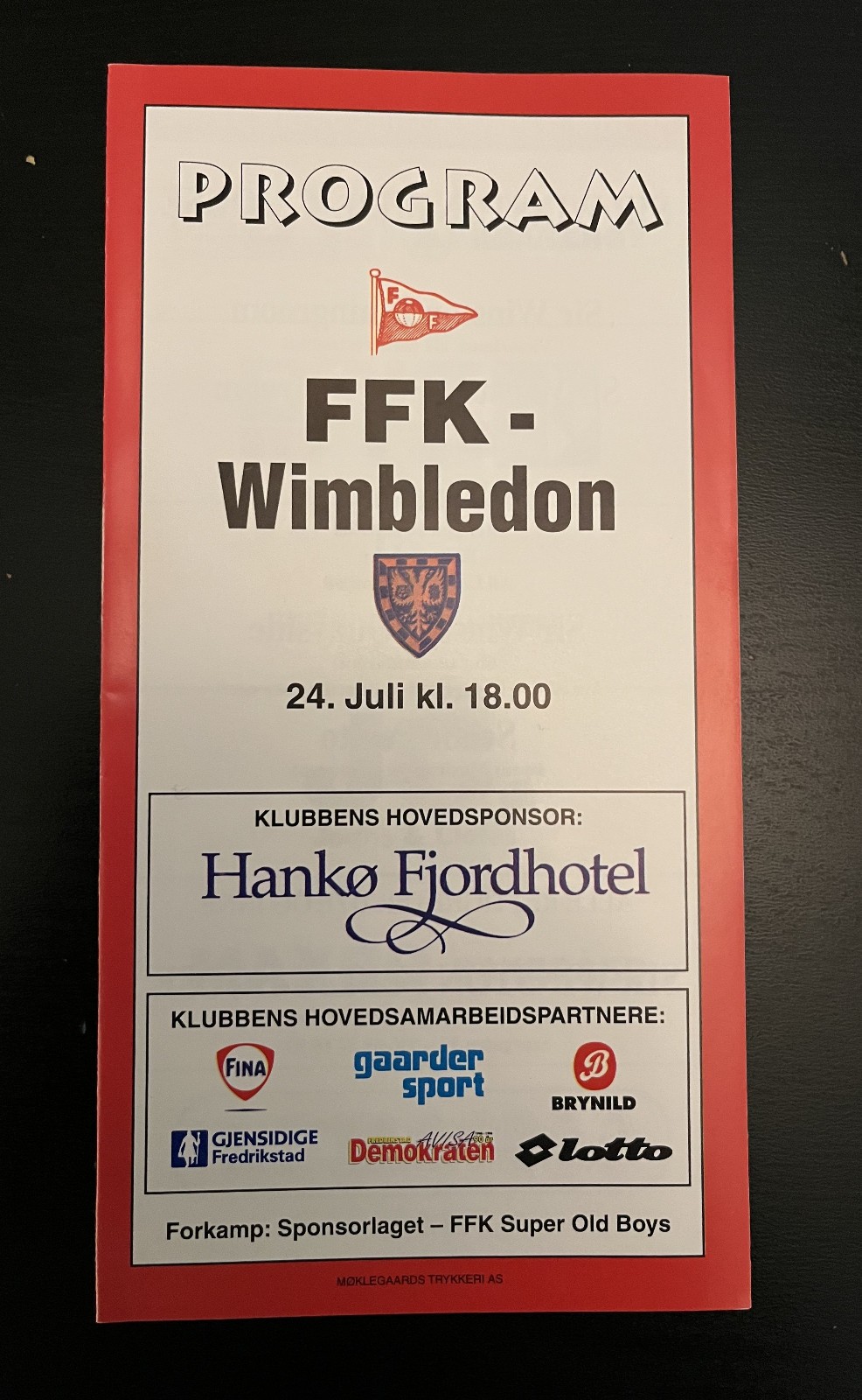 1997 - 1998 ?  Fredrikstad Norway v  Wimbledon Friendly for sale on Ebay