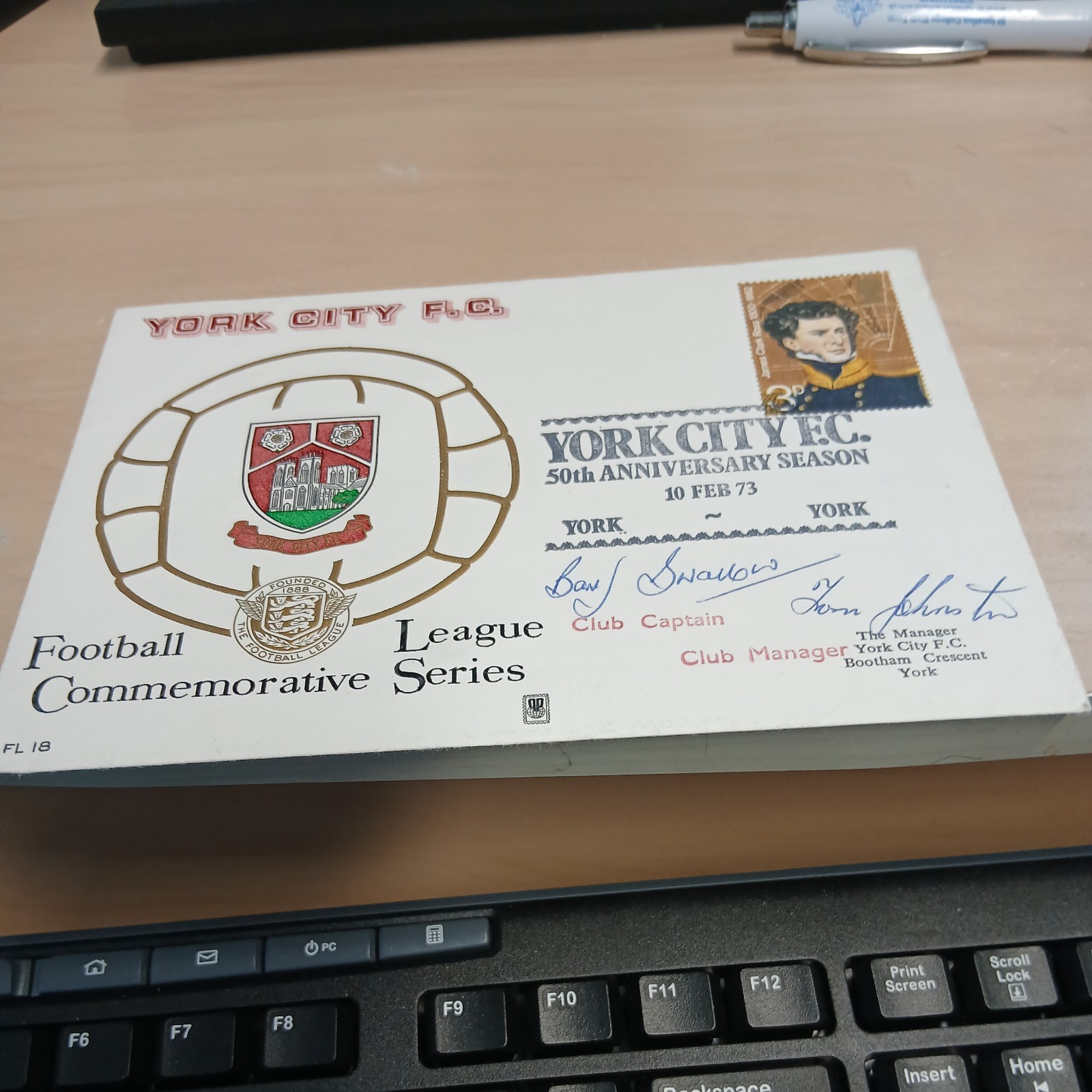 YORK CITY  fdc  50TH ANNIVERSARY SEASON  signed Barry Swallow Tom Johnston for sale on Ebay