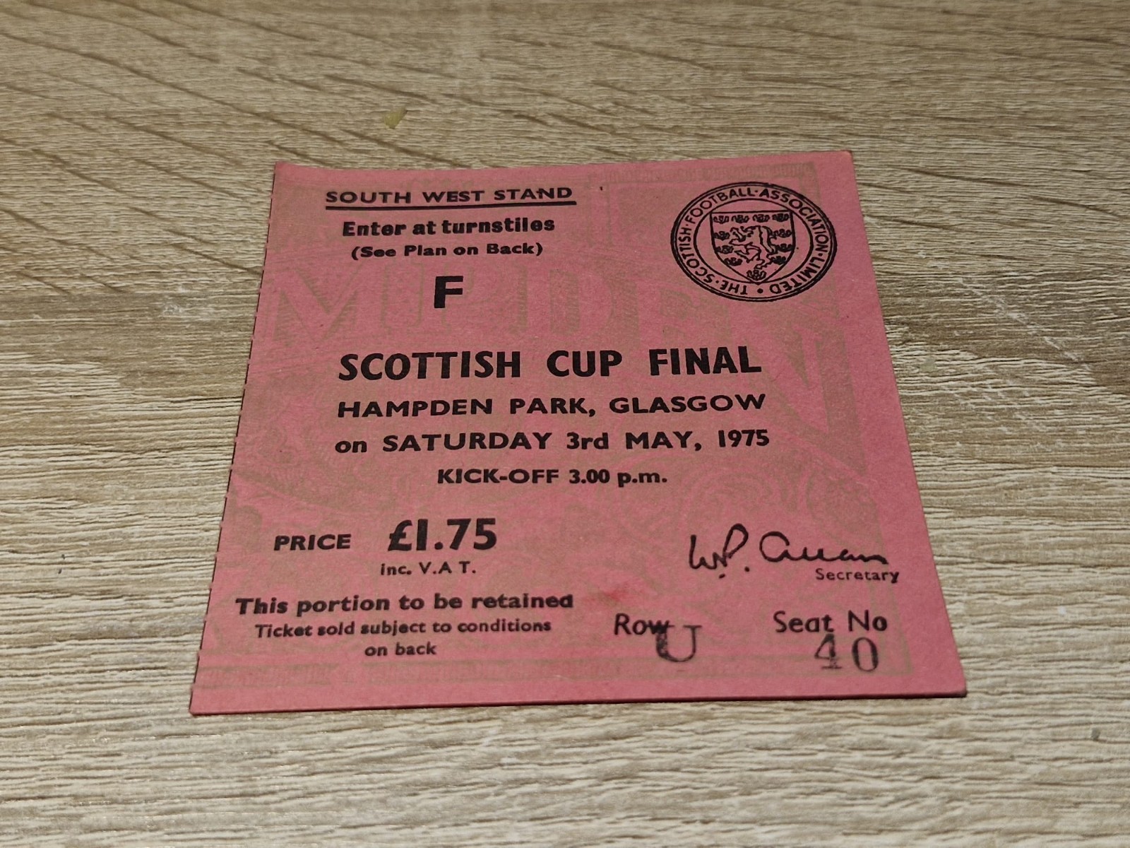 TICKET STUB-SCOTTISH CUP FINAL- CELTIC V AIRDRIE-  3 MAY 1975 for sale on Ebay