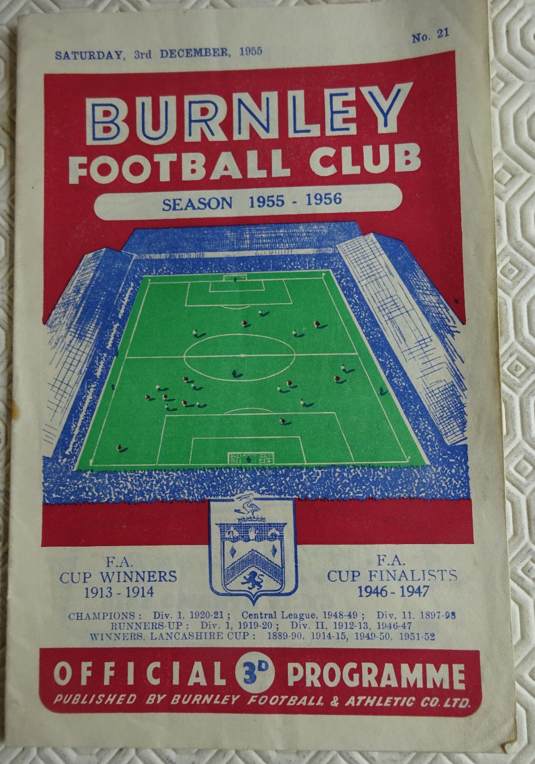 Burnley v Manchester City programme (Div. 1 3rd Dec 1955) for sale on Ebay
