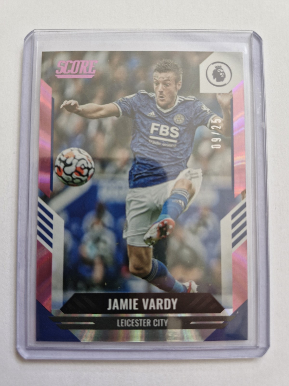 PANINI SCORE 2021-2022 JAMIE VARDY LEICESTER CITY PINK LASER 9/25 NUMBER MATCH for sale on Ebay