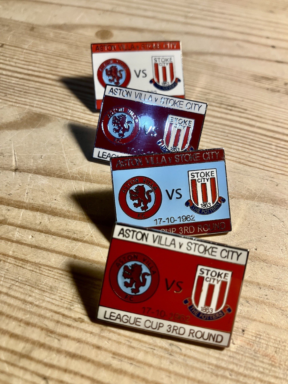 ASTON VILLA v STOKE CITY Enamel Badges (4x) from League Cup 1962 for sale on Ebay