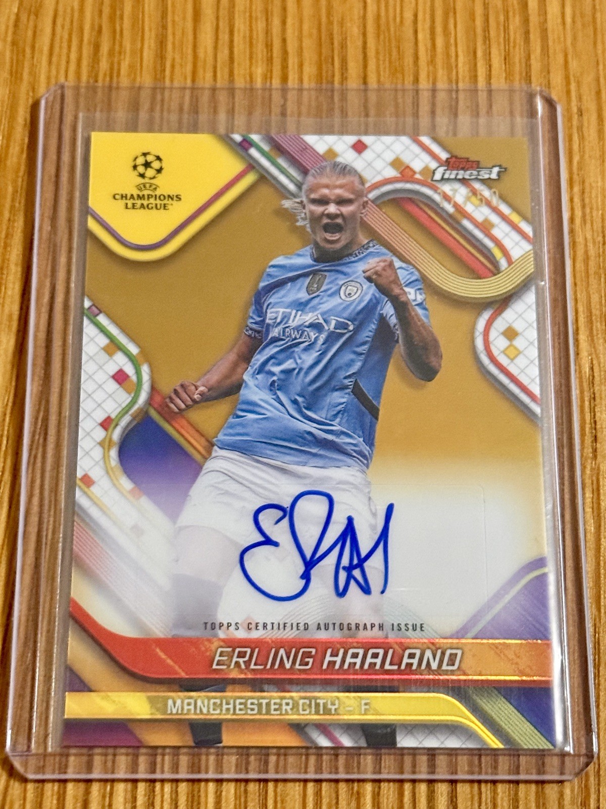 2024-25 Topps Finest UEFA Erling Haaland Auto Gold Refractor /50 Manchester City for sale on Ebay