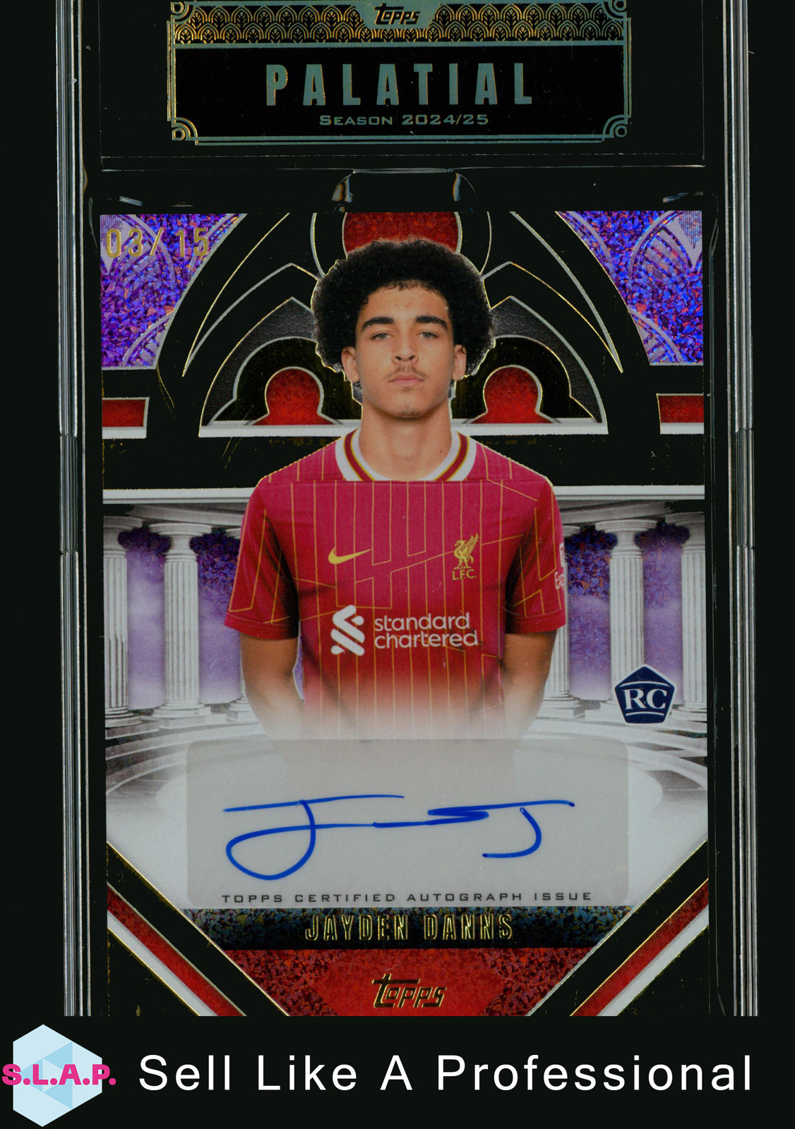 JAYDEN DANNS TOPPS PALATIAL 03/15 PO-JD 2025 LIVERPOOL FC ENGLISH AUTO RC for sale on Ebay