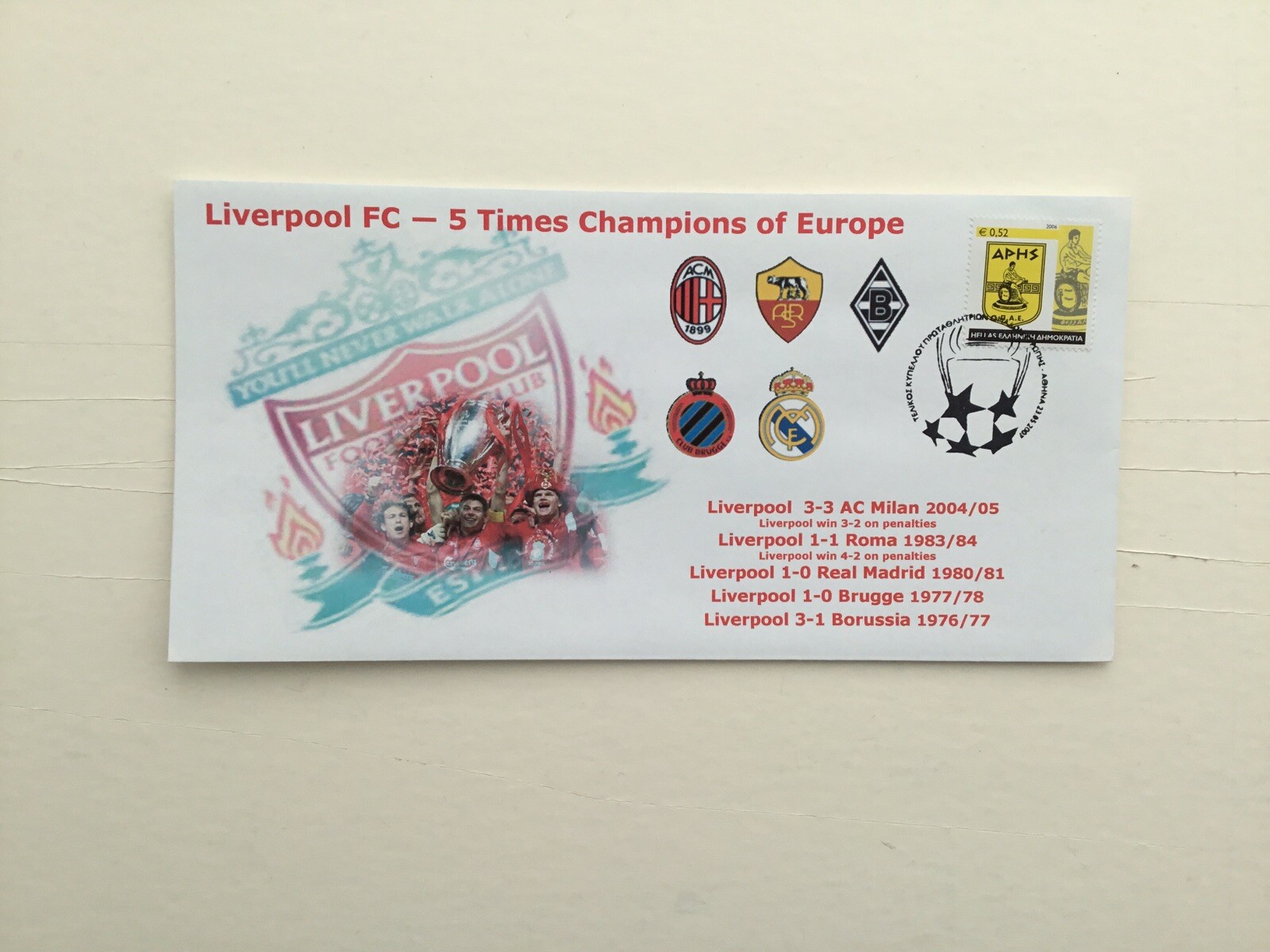 Liverpool v AC Milan Uefa Champions League Final Athens 2007 First Day Cover for sale on Ebay