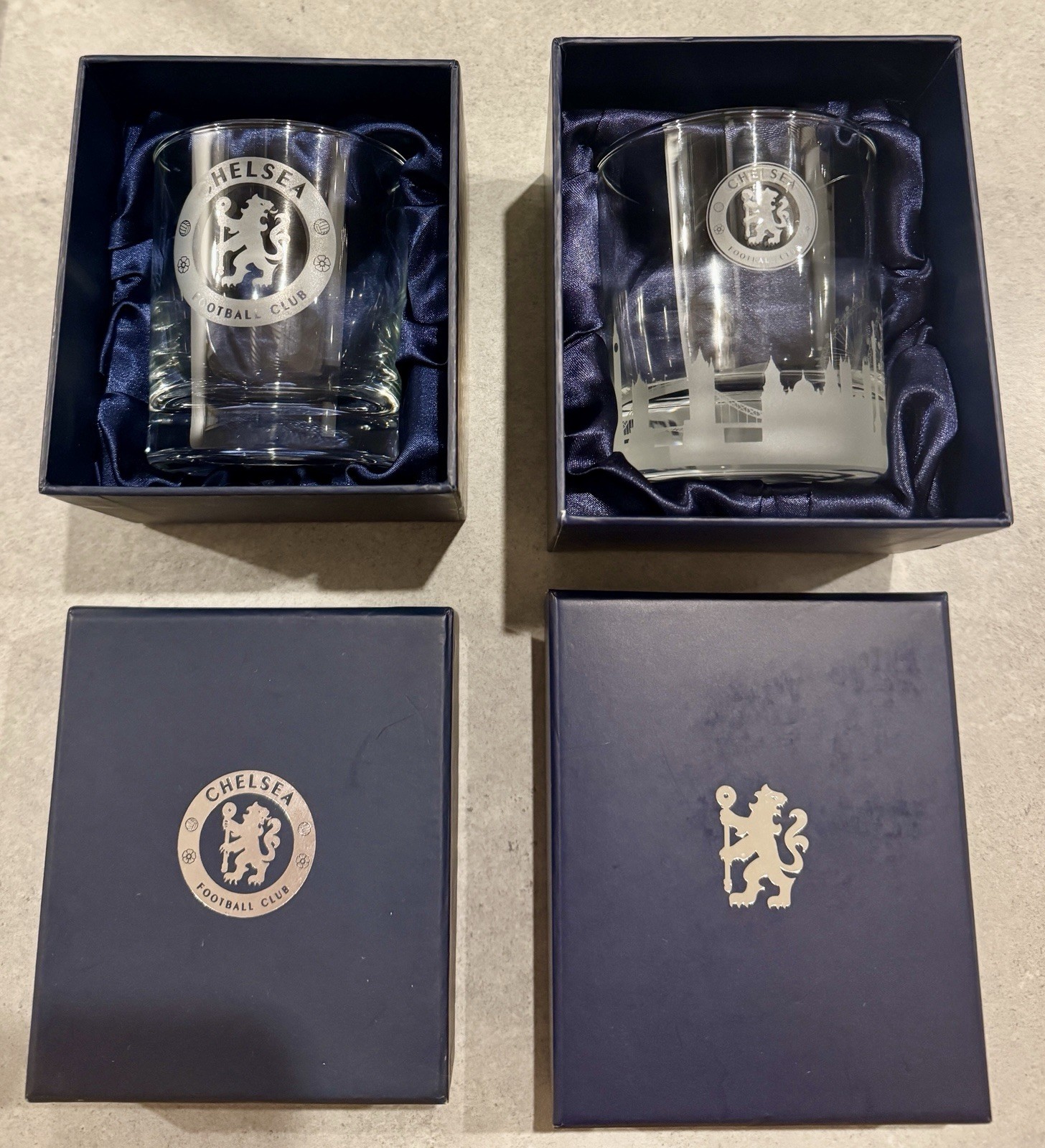 Chelsea FC Rare Glass Tumblers Official Merchandise Brand New for sale on Ebay