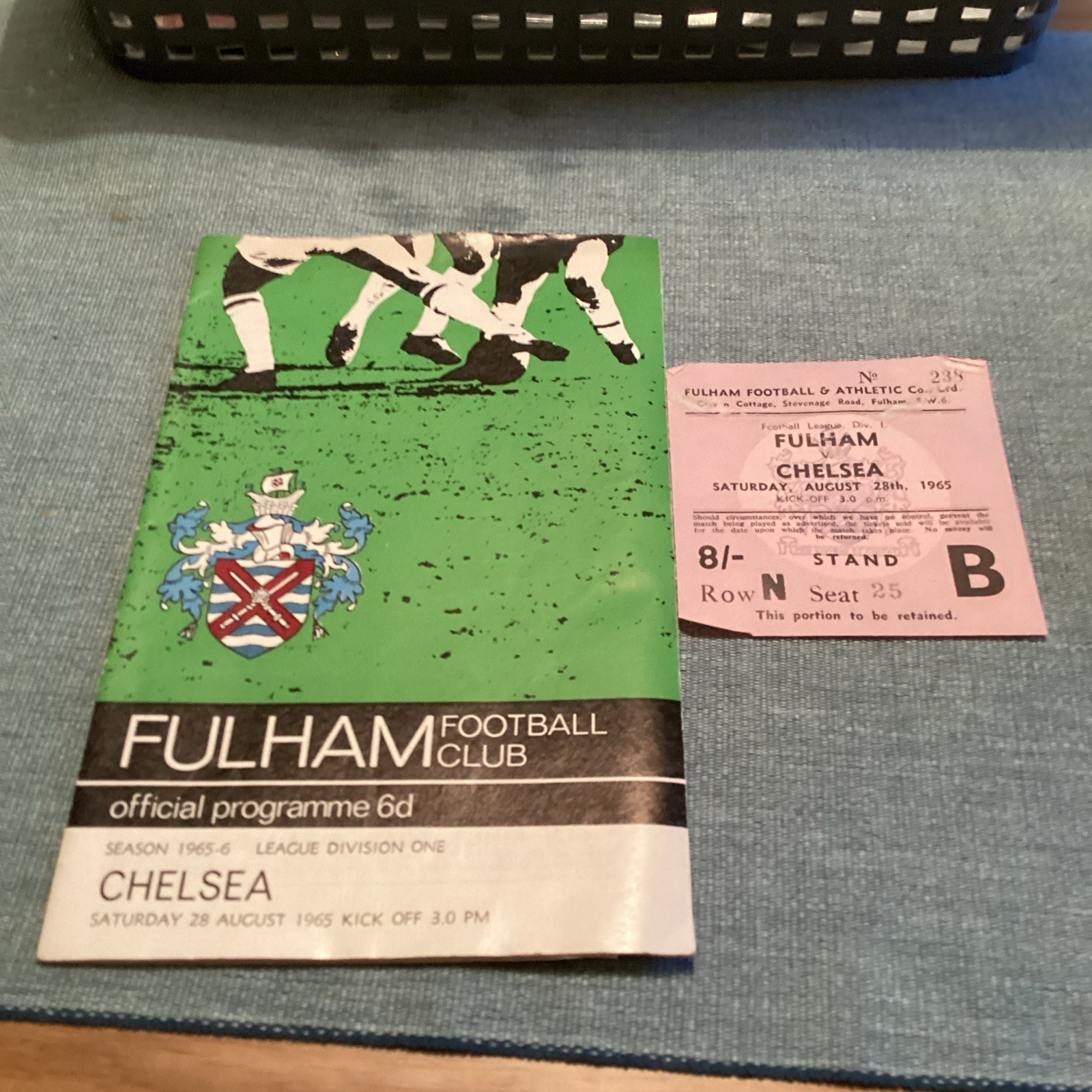 1965/6 Fulham v Chelsea. Plus Match ticket. for sale on Ebay