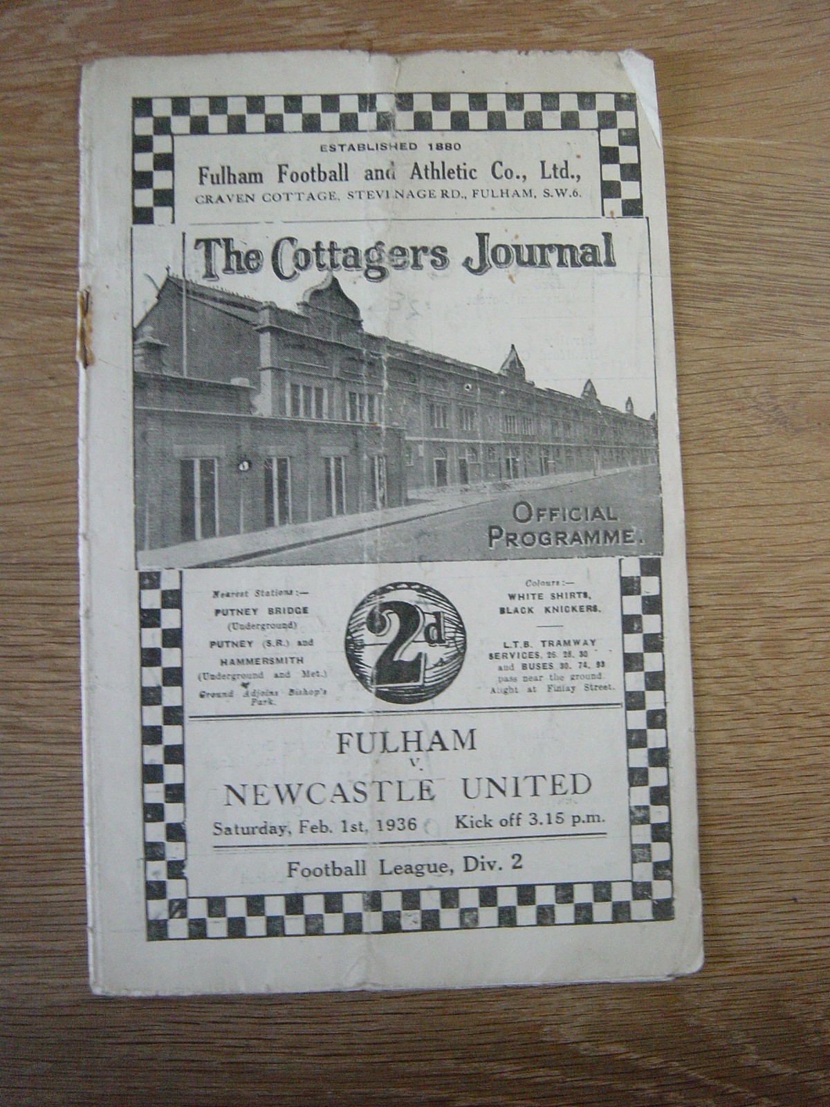 1935/36 FULHAM v NEWCASTLE UNITED for sale on Ebay