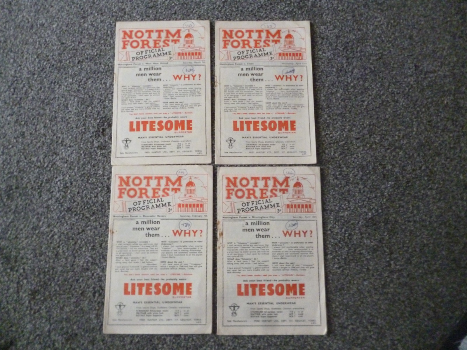 x4 - Notts Nottingham Forest 1952/53 Football Programmes Job Lot for sale on Ebay