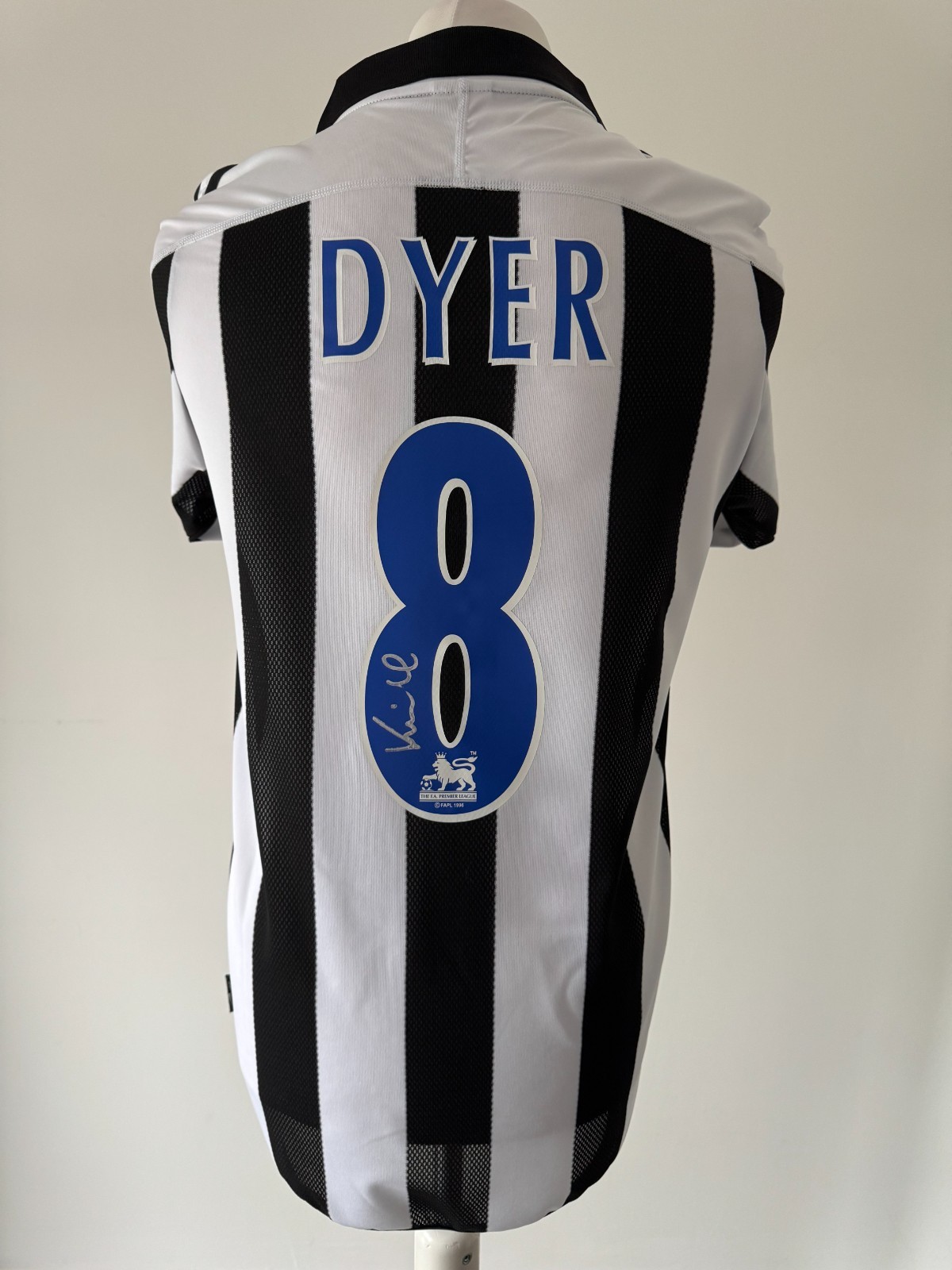Signed KIERON DYER Retro Shirt - Newcastle United - PROOF/COA - England Ipswich for sale on Ebay
