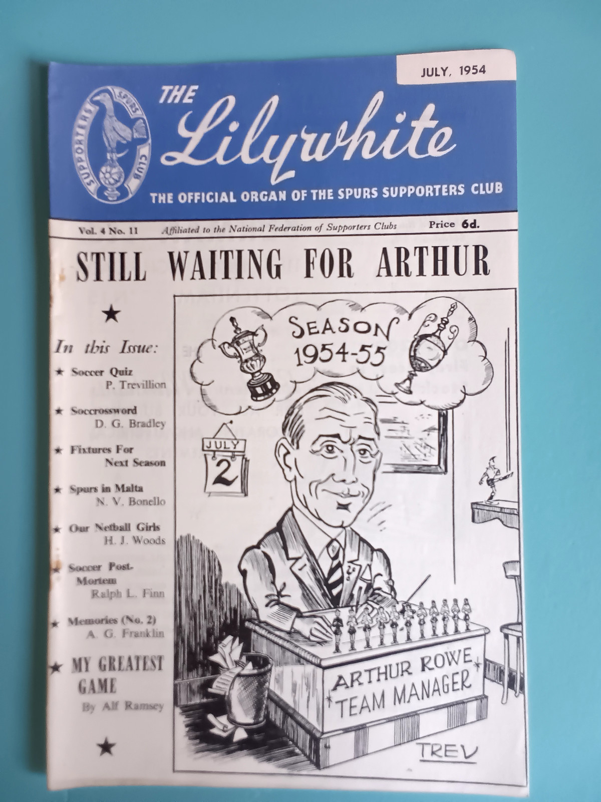 TOTTENHAM HOTSPUR LILYWHITE MAGAZINE VOl.4 NUMBER 11 JULY 1954 GOOD CONDITION for sale on Ebay