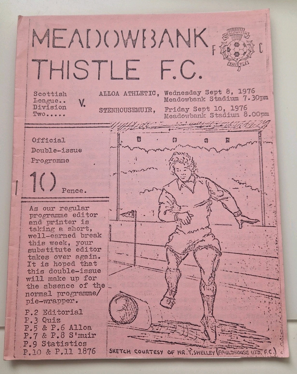 Meadowbank Th. v Alloa/Stenhousemuir (Sep) 76/7 Joint Issue for sale on Ebay