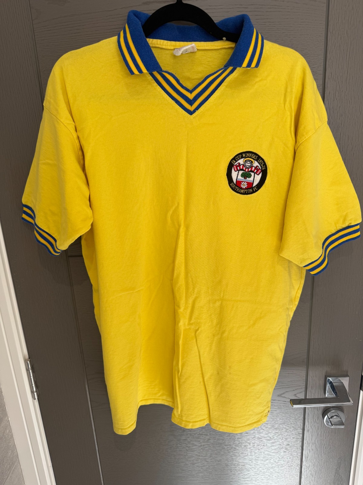 Score Draw Southampton FA Cup Final Shirt Size XL Mens Retro Kit Yellow Blue for sale on Ebay