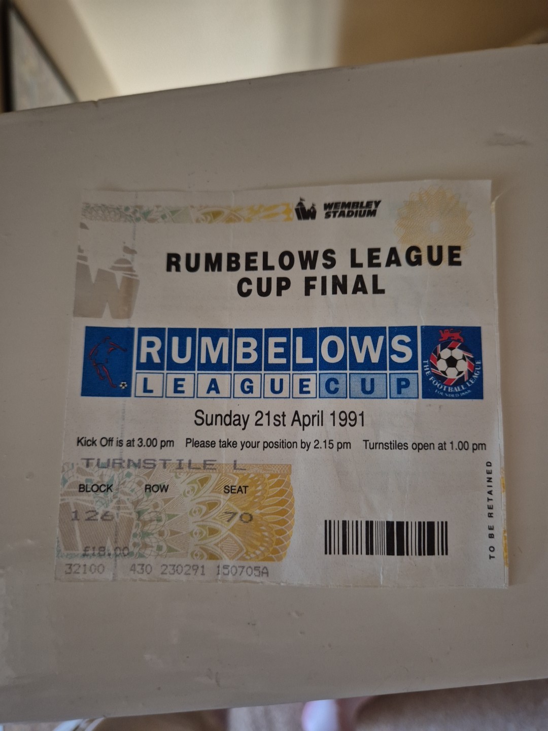 1991 Manchester United v Sheffield Wednesday Rumbelows League Cup Final Ticket for sale on Ebay