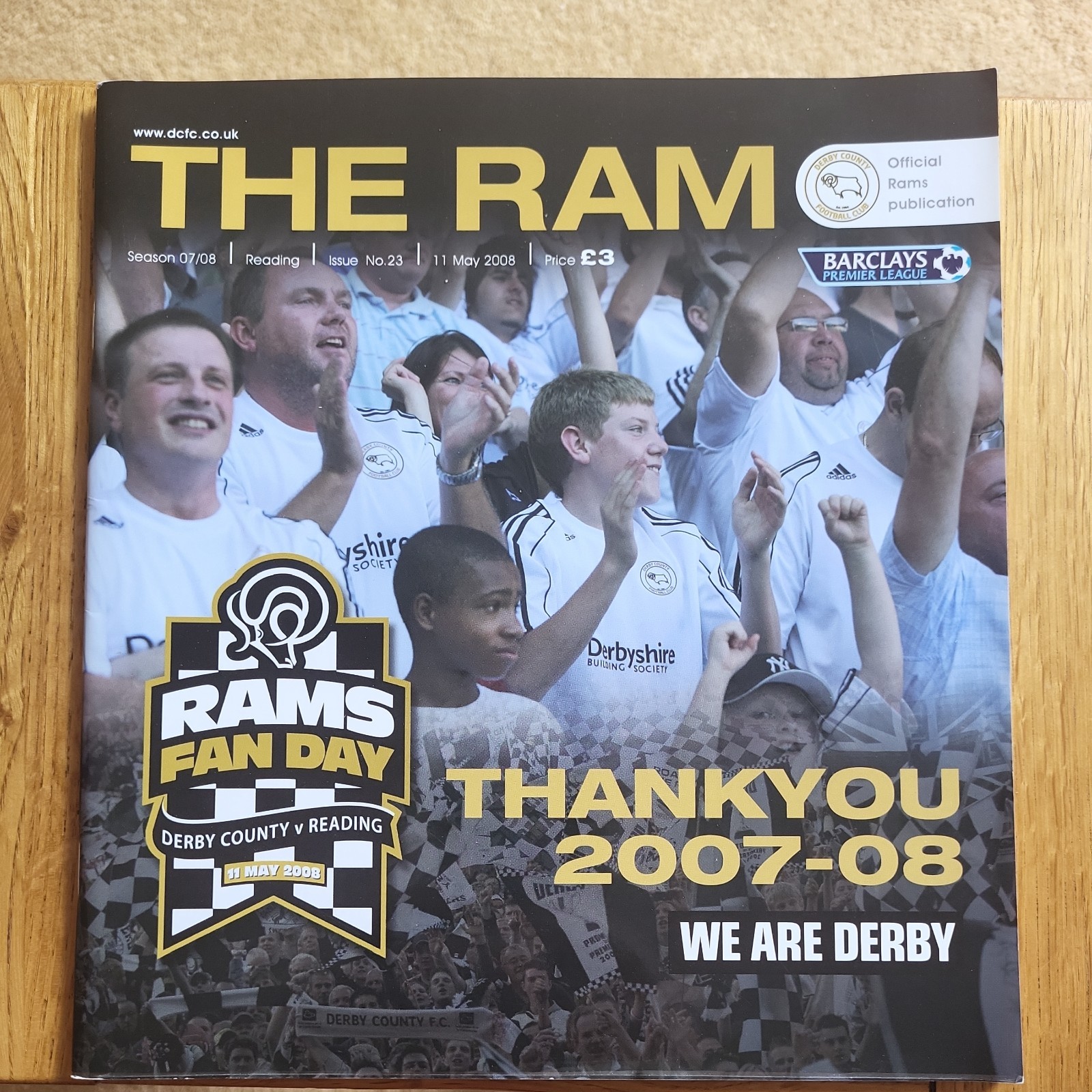 Programme Derby County V Reading  Premier League 2007 / 2008 for sale on Ebay