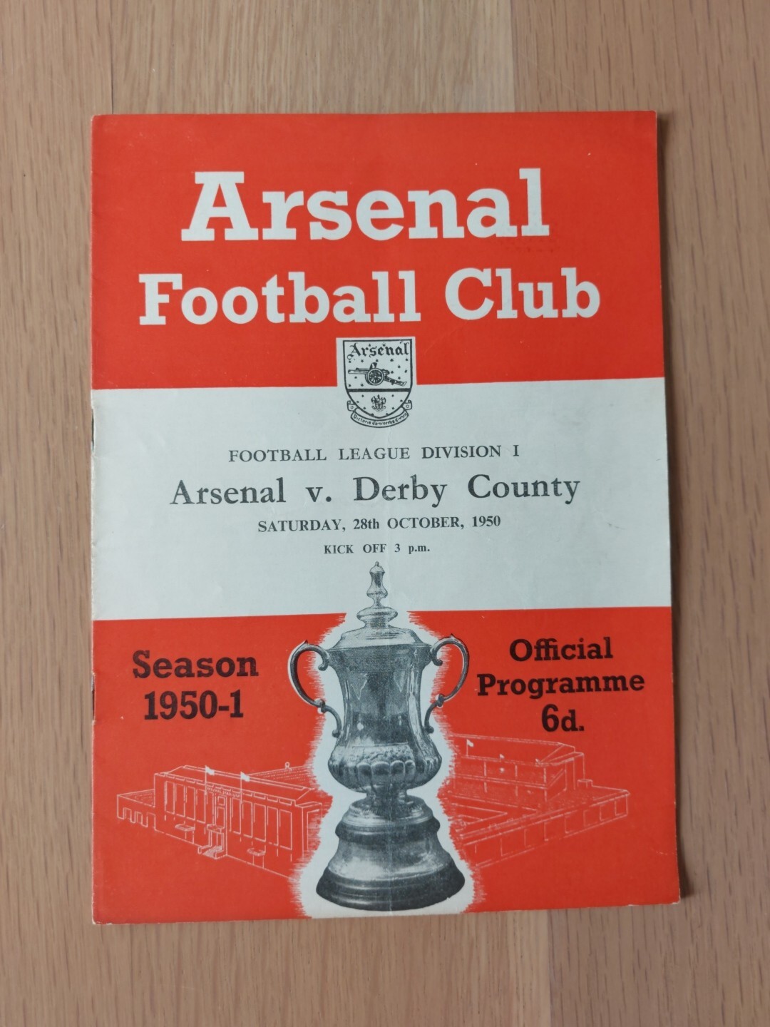Arsenal v Derby County 50-51 Div 1 for sale on Ebay