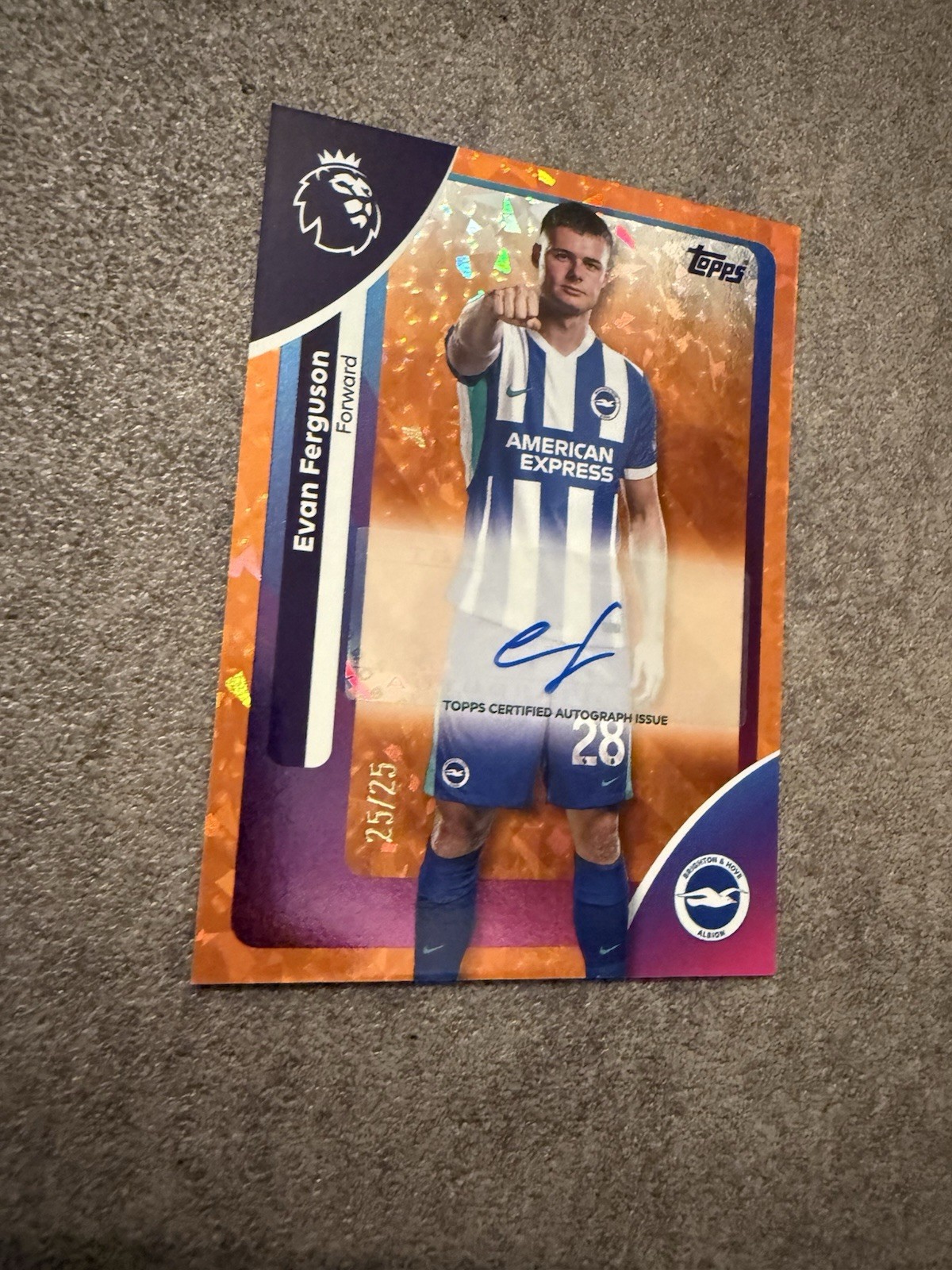 Evan Ferguson 25/25 Topps Autograph Orange Refractor Brighton Rare for sale on Ebay