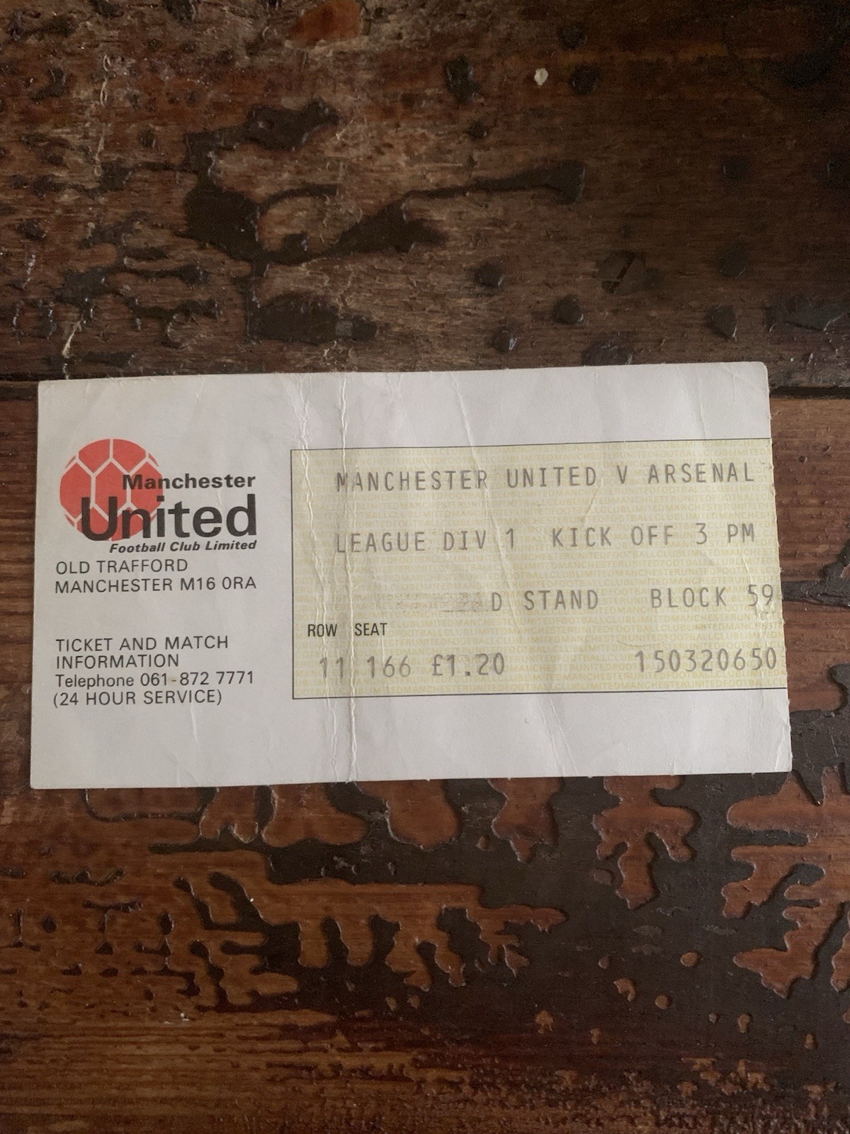 Manchester United V Arsenal 14/05/1977 League Division 1 Ticket for sale on Ebay