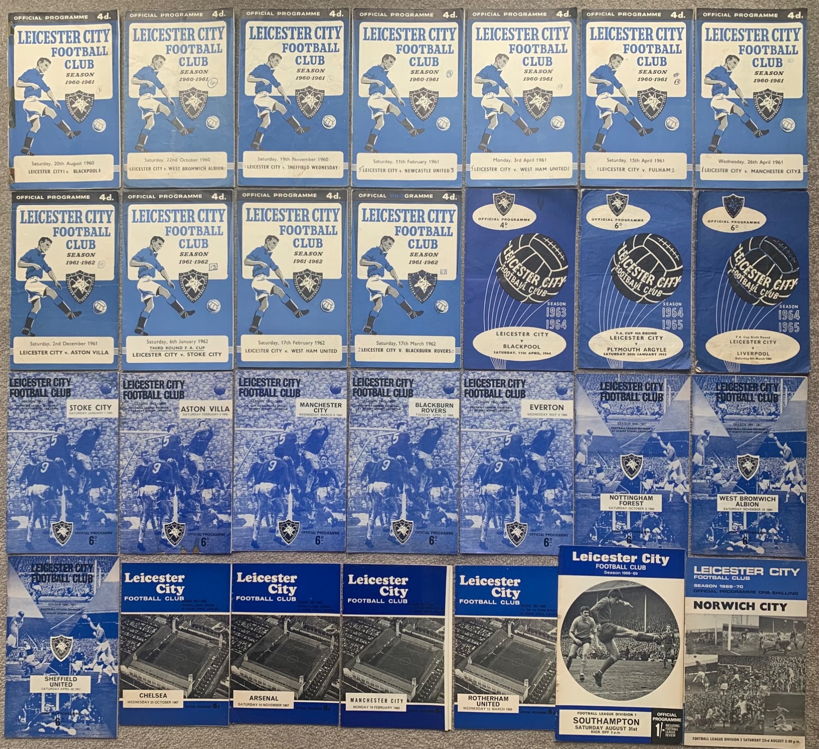 LEICESTER CITY FC 1960s HOME FOOTBALL PROGRAMME COLLECTION Memorabilia JOB LOT for sale on Ebay