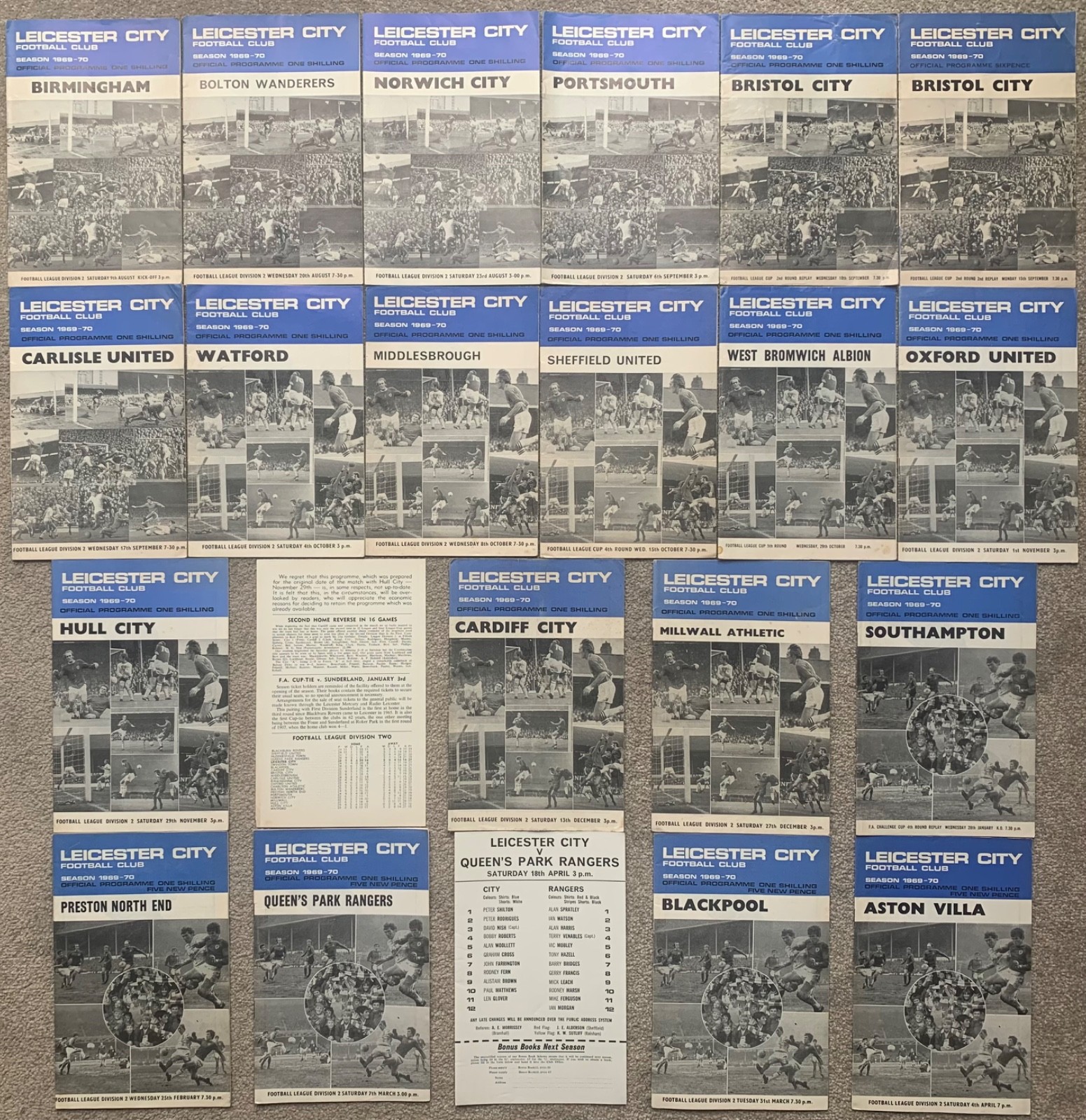 LEICESTER CITY FC 1969 1970 HOME FOOTBALL PROGRAMME COLLECTION Memorabilia LCFC for sale on Ebay