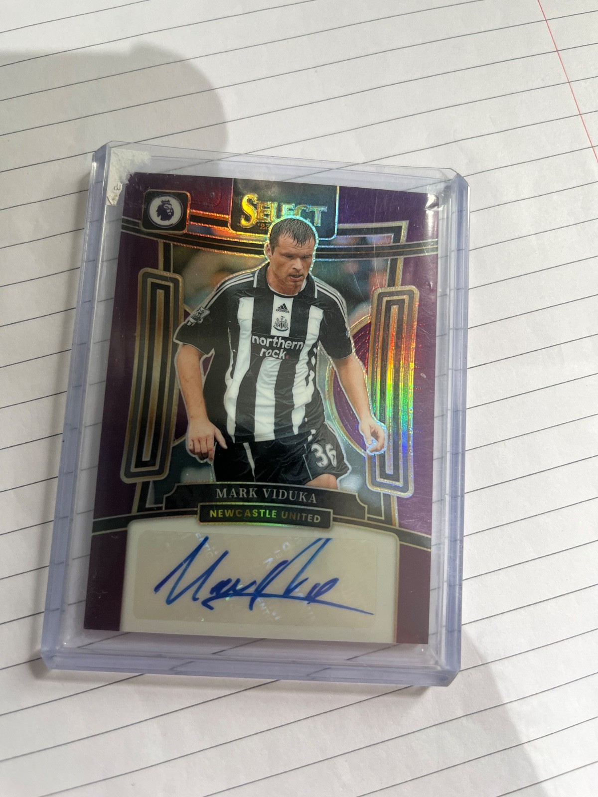 Signed auto mark viduka Newcastle United, purple refractor numbered 42/49  for sale on Ebay
