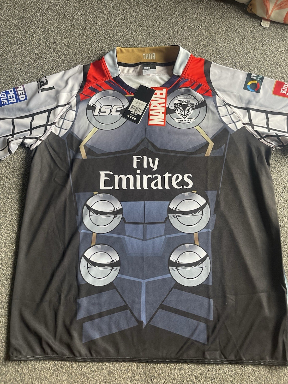 Warrington Wolves Rugby League Marvel Thor Edition Shirt 5XL BNWT for sale on Ebay