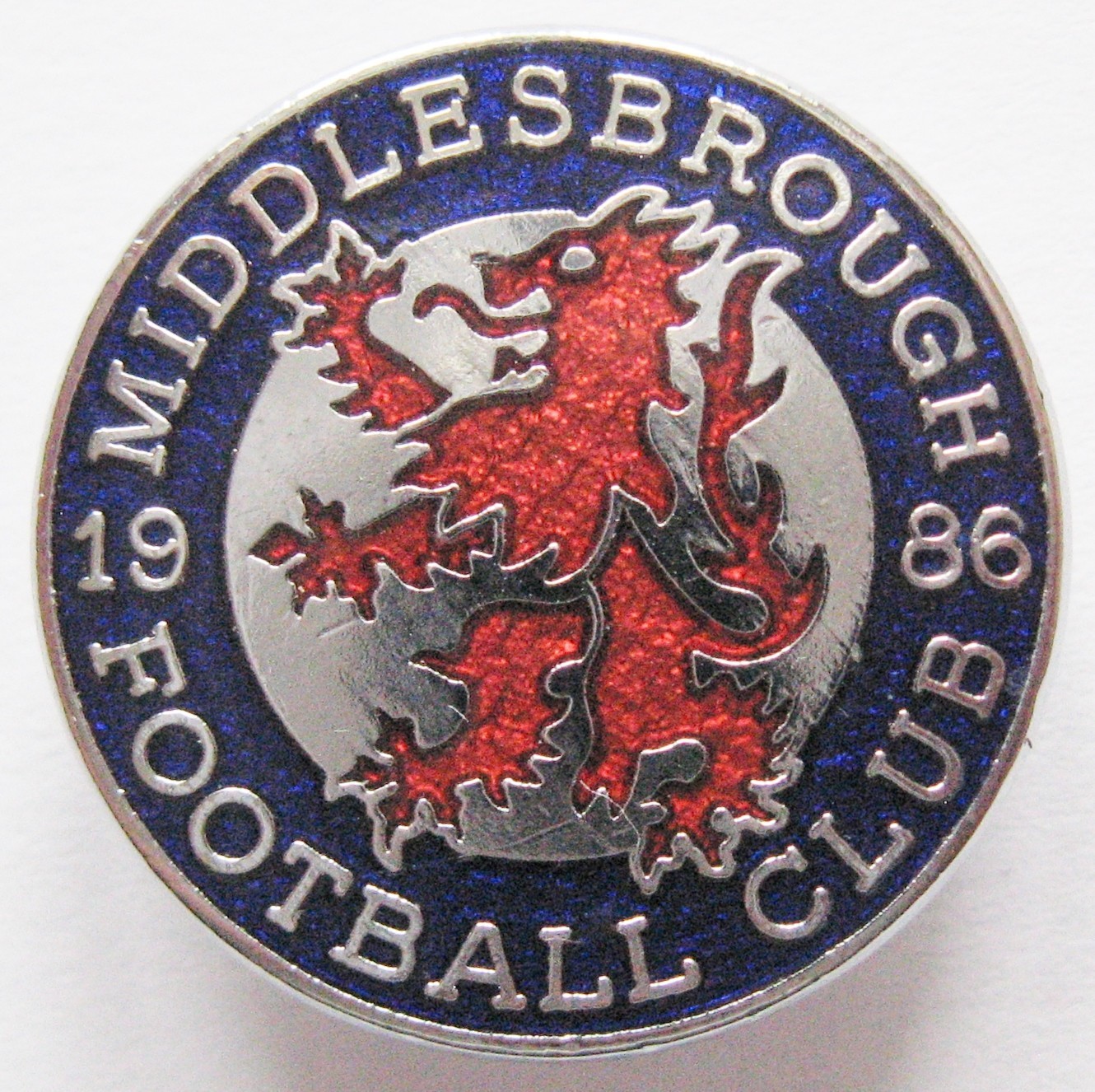 MIDDLESBROUGH - Superb Vintage Enamel Football Pin Badge By WO Lewis Blue/Red for sale on Ebay