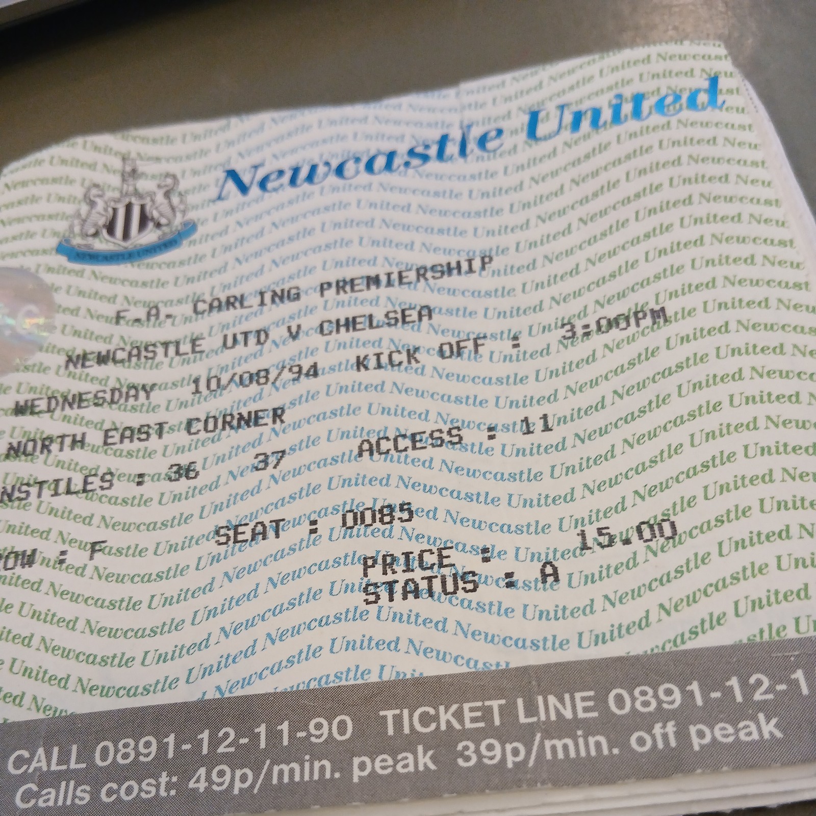 7 NEWCASTLE UNITED v CHELSEA Tickets 94, 2 X 95, FAC 96, 2 X 98, CHELSEA  02/03 for sale on Ebay