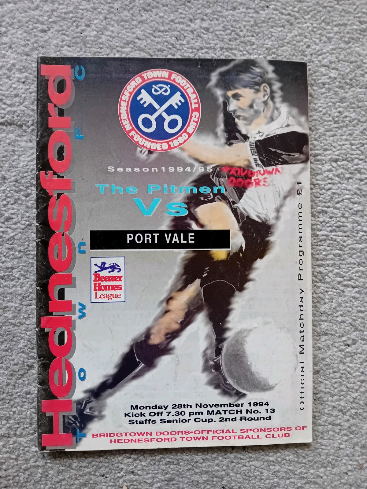 Hednesford Town v Port Vale Match Programme Staffs.senior Cup 94/95 for sale on Ebay