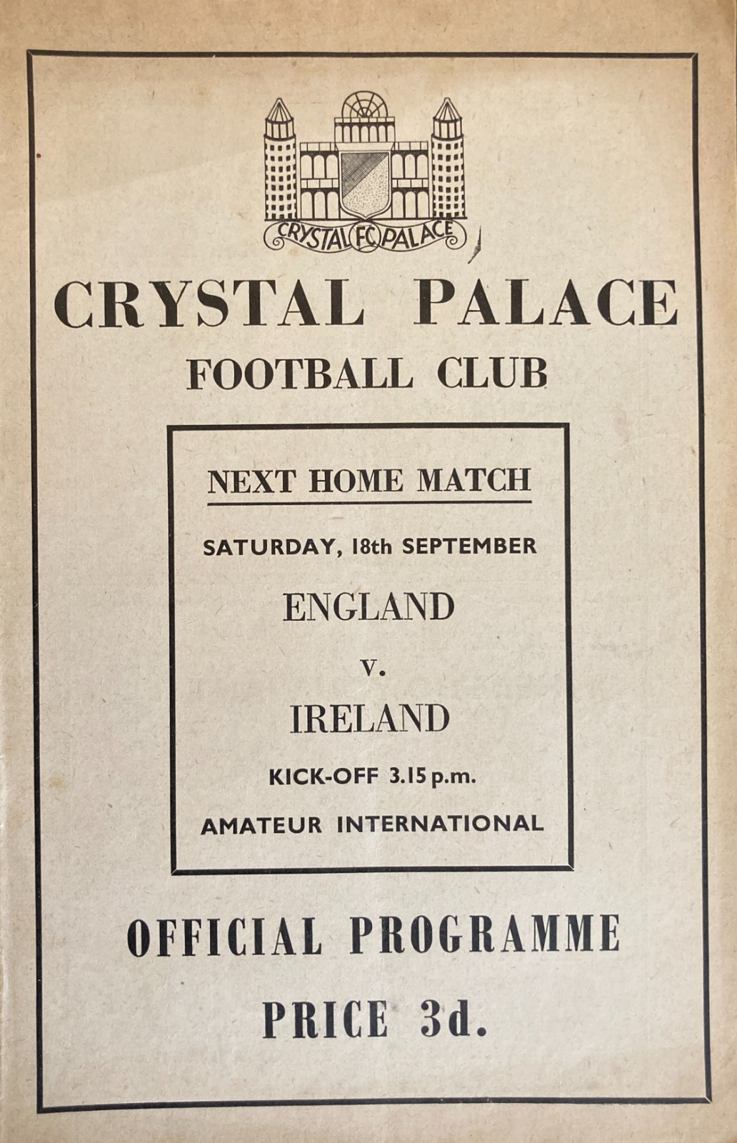 Crystal Palace v Watford Div 3 (S) 1954/55 for sale on Ebay
